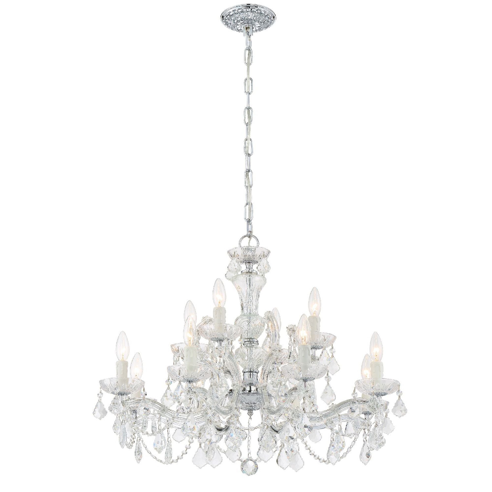 Maria Theresa 12 Light Hand Cut Crystal Polished Chrome Chandelier Hand Cut Crystal 29"W x 25.5"H x 29"D