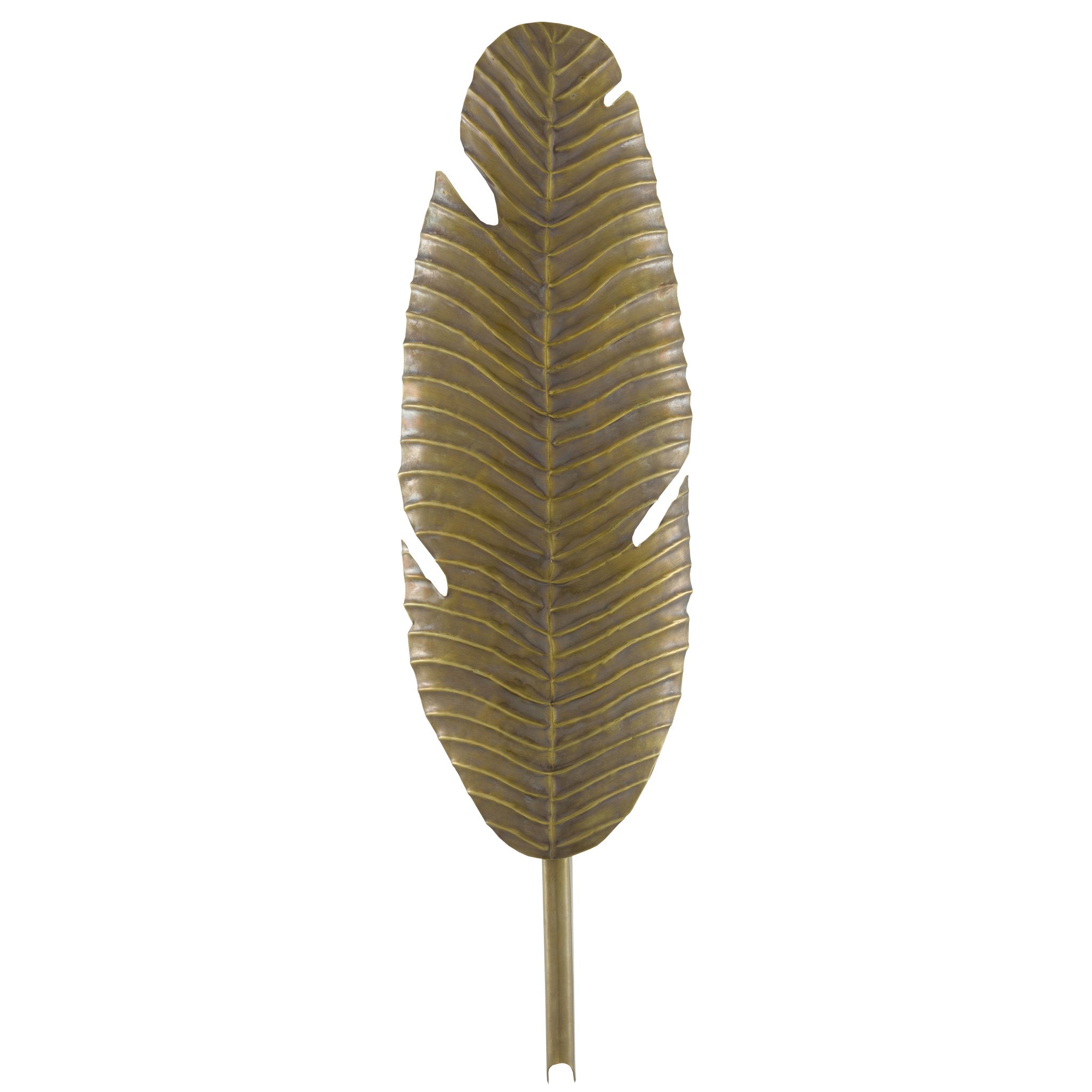 Tropical Brass Leaf Wall Sconce - Vintage Brass