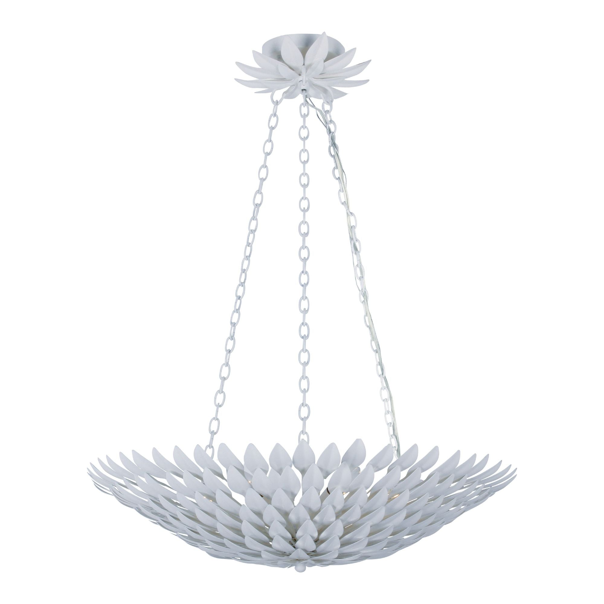 Broche 6 Light Matte White Chandelier 24.5"W x 11"H x 24.5"D