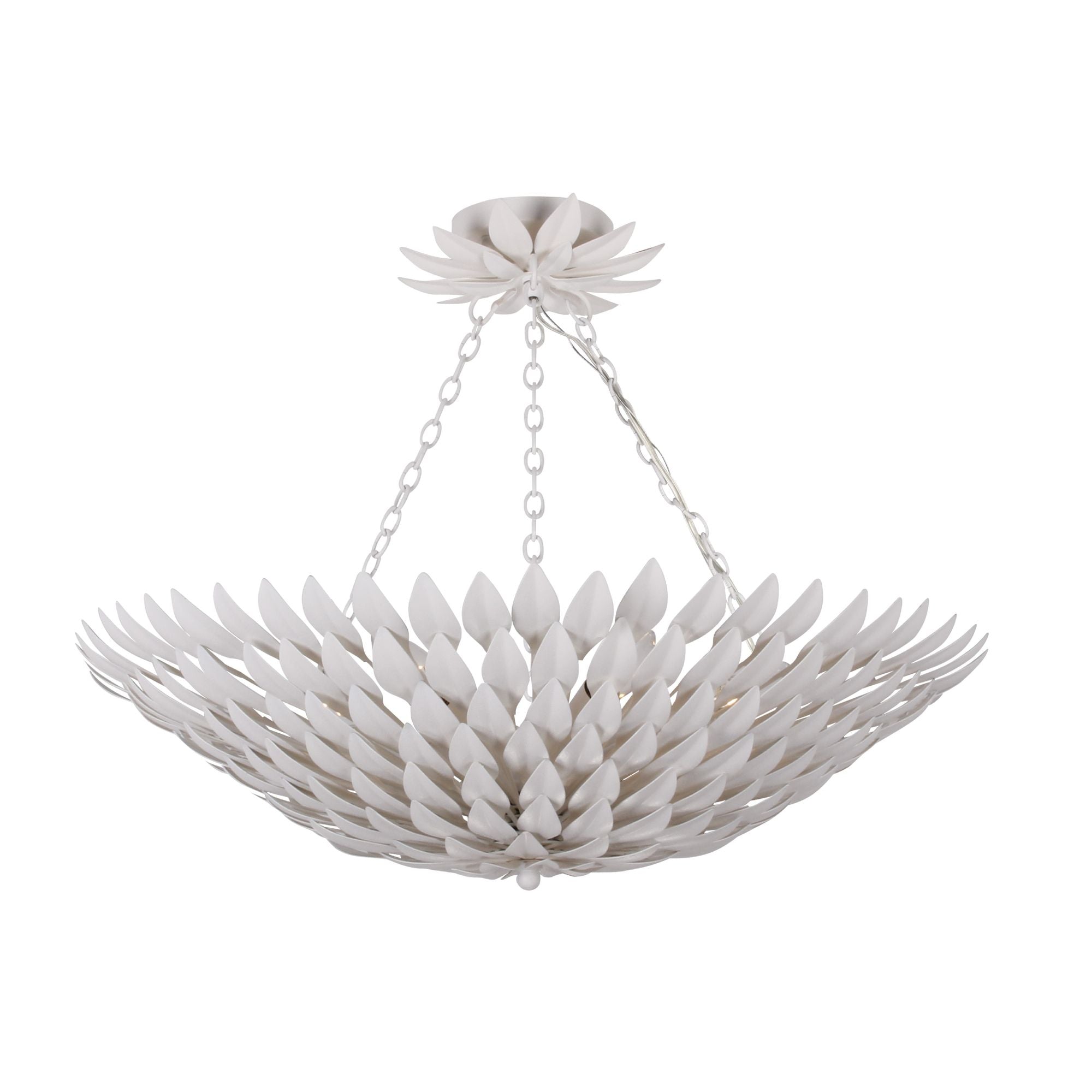 Broche 6 Light Matte White Chandelier 24.5"W x 11"H x 24.5"D