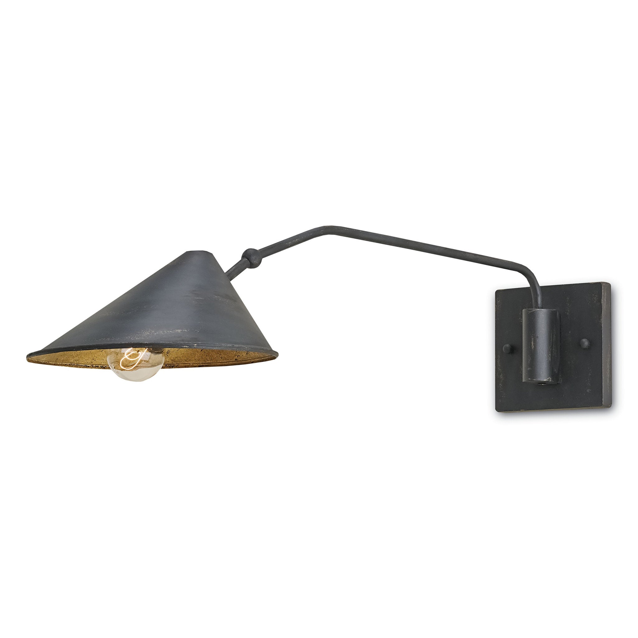 Serpa Black Single Swing-Arm Wall Sconce - French Black/Gold Leaf