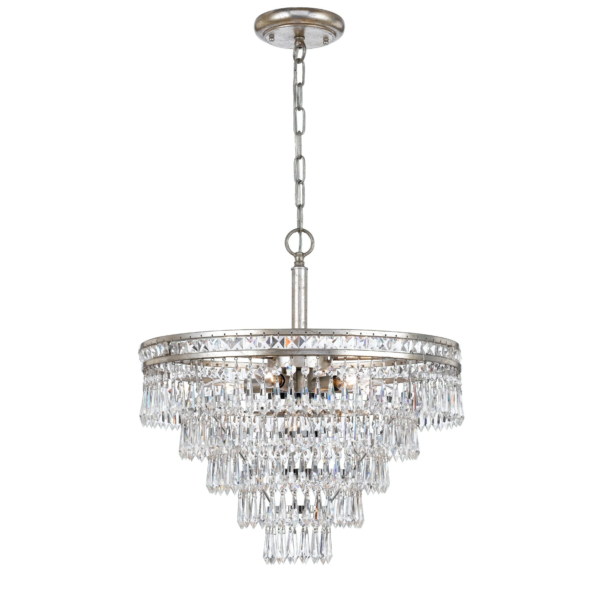 Mercer 7 Light Hand Cut Crystal Olde Silver Convertible Chandelier Hand Cut Crystal 20"W x 23.25"H x 20"D