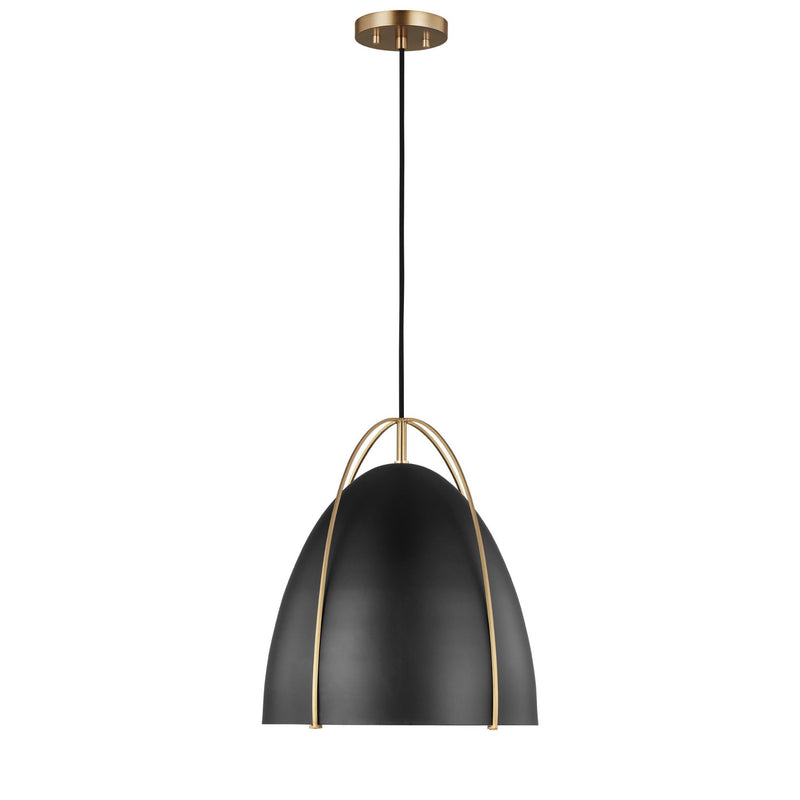 Generation Lighting 6551701EN3-848 Sea Gull Norman 1 Light Pendant in Satin  Bronze / Midnight Black