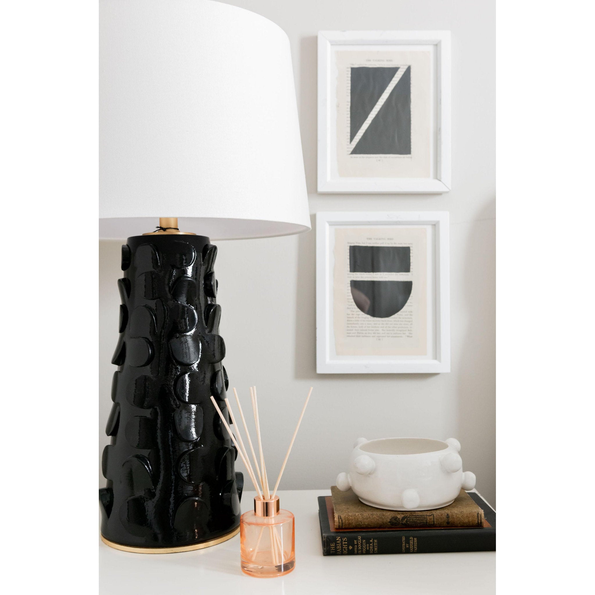 Naomi 1-Light Table Lamp in Black Lustro/Gold Leaf Combo