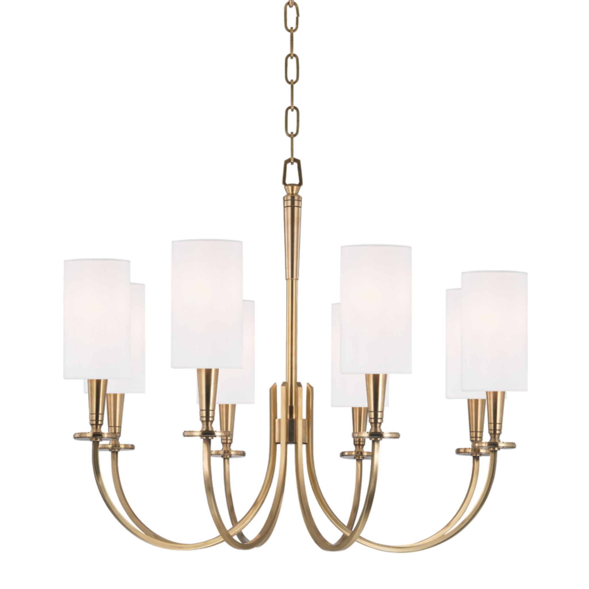 Mason 8 Light Chandelier in Aged Brass