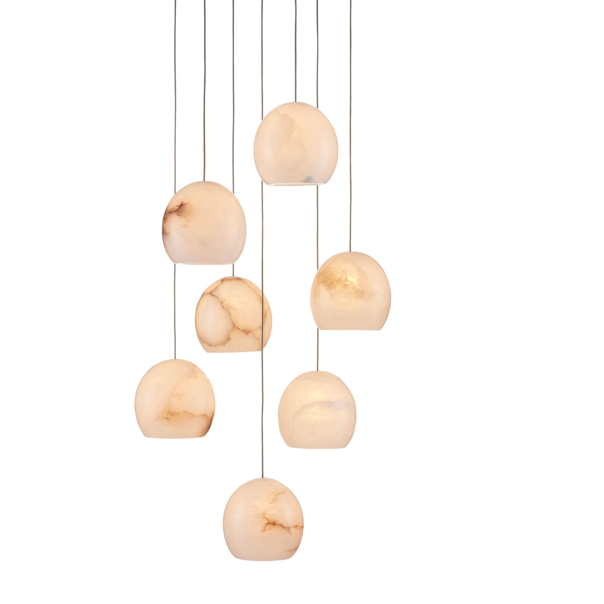 Lazio 7-Light Round Multi-Drop Pendant - Natural/Painted Silver