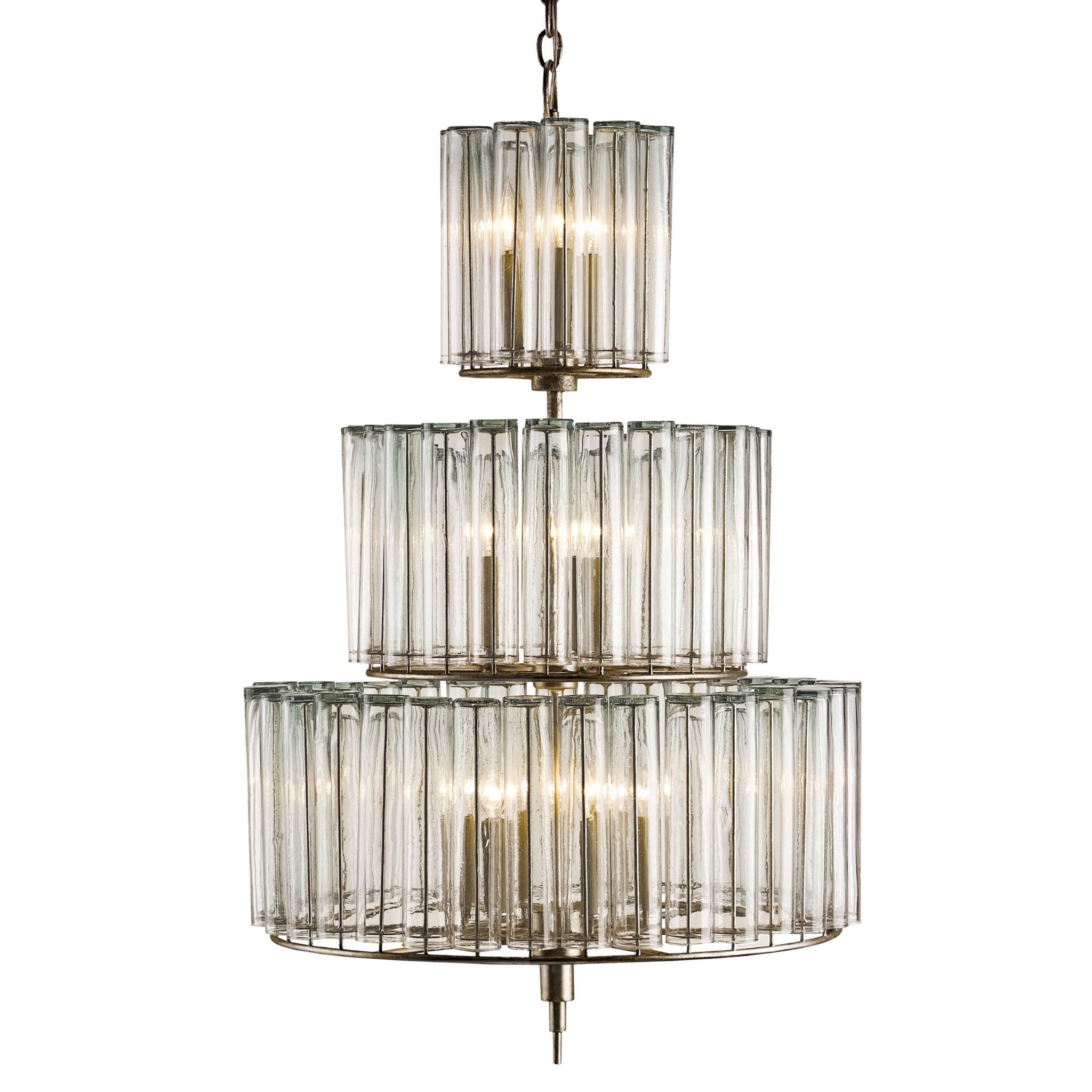 Bevilacqua Medium Glass Chandelier - Silver Leaf