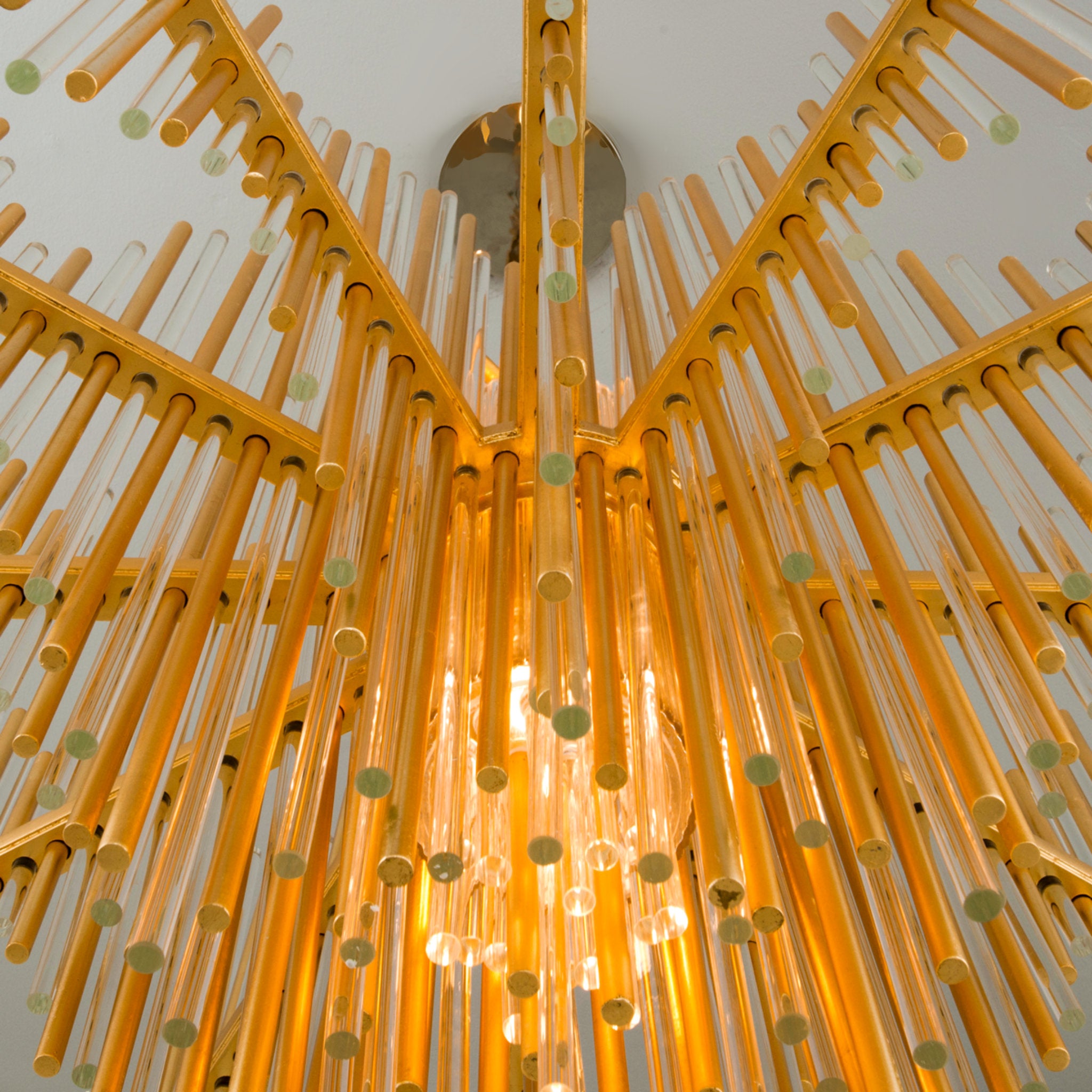 Theory Chandelier 2-Light LED in  Gold Leaf W Polished Stainless L30 x W30 x H24.5