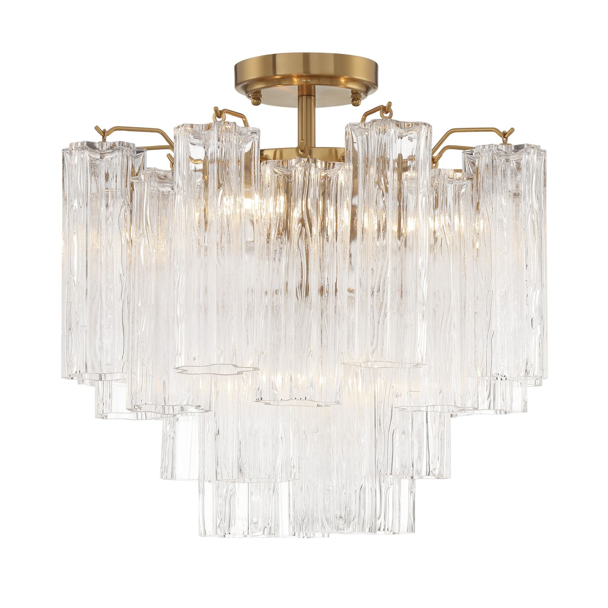 Addis 4 Light Aged Brass Semi Flush Mount Tronchi Glass Clear 17.75"W x 13.75"H x 17.75"D