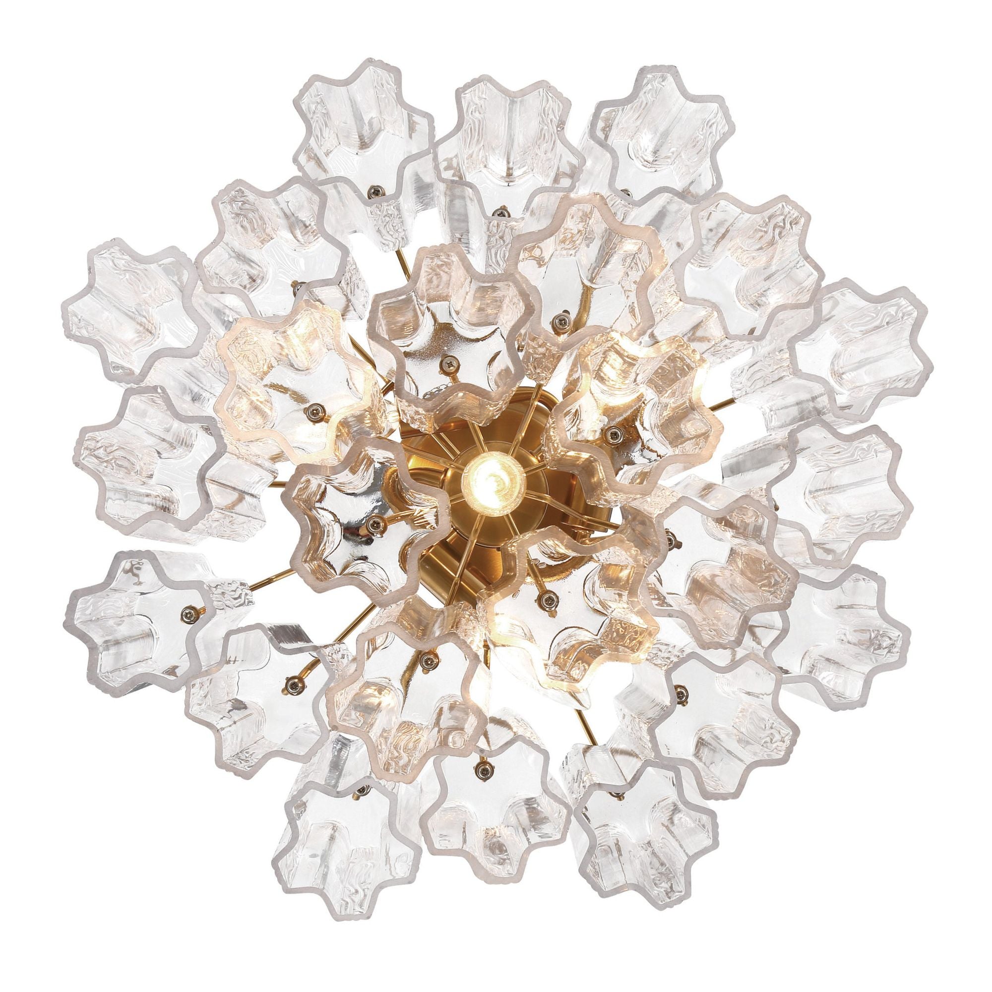 Addis 4 Light Aged Brass Semi Flush Mount Tronchi Glass Clear 17.75"W x 13.75"H x 17.75"D