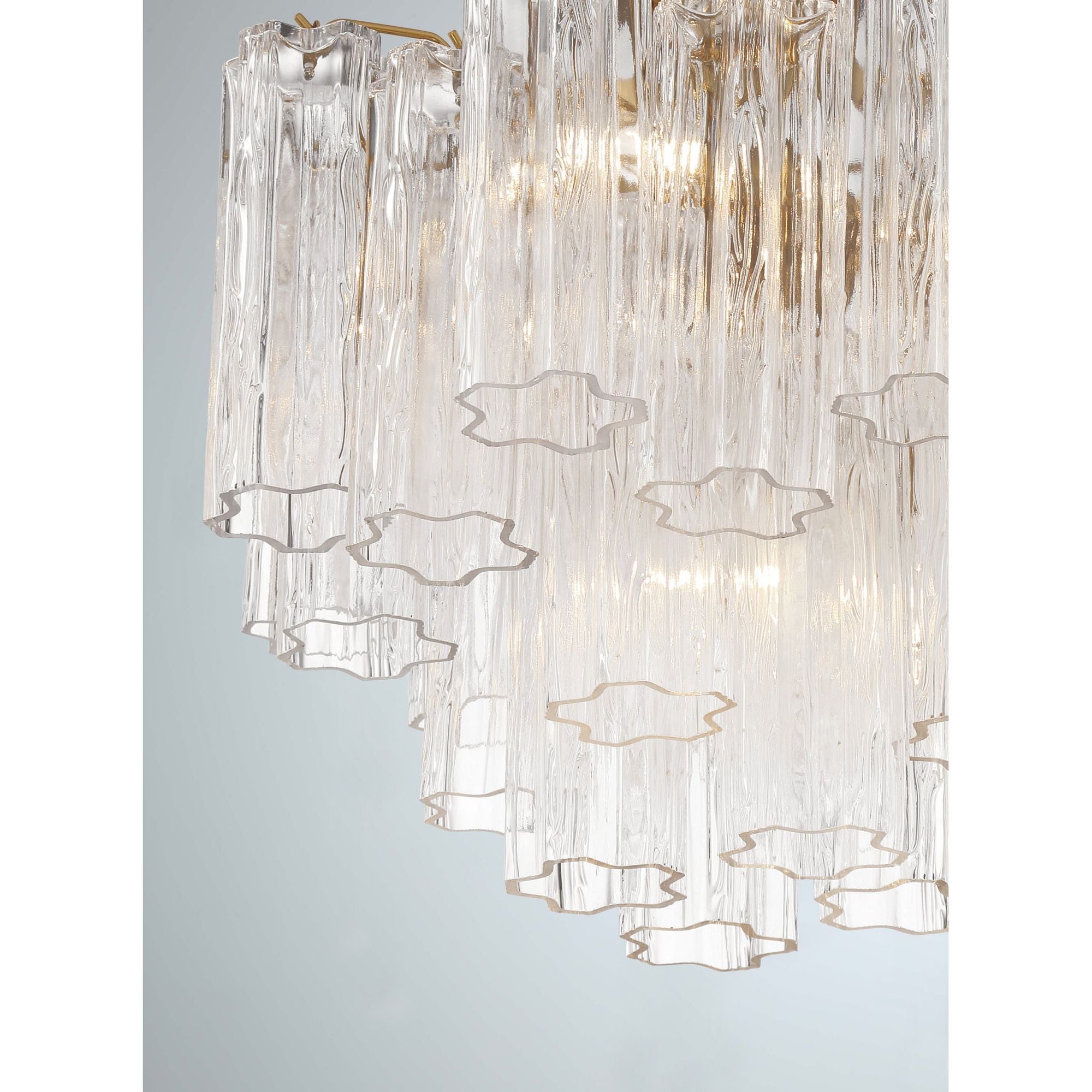 Addis 4 Light Aged Brass Semi Flush Mount Tronchi Glass Clear 17.75"W x 13.75"H x 17.75"D