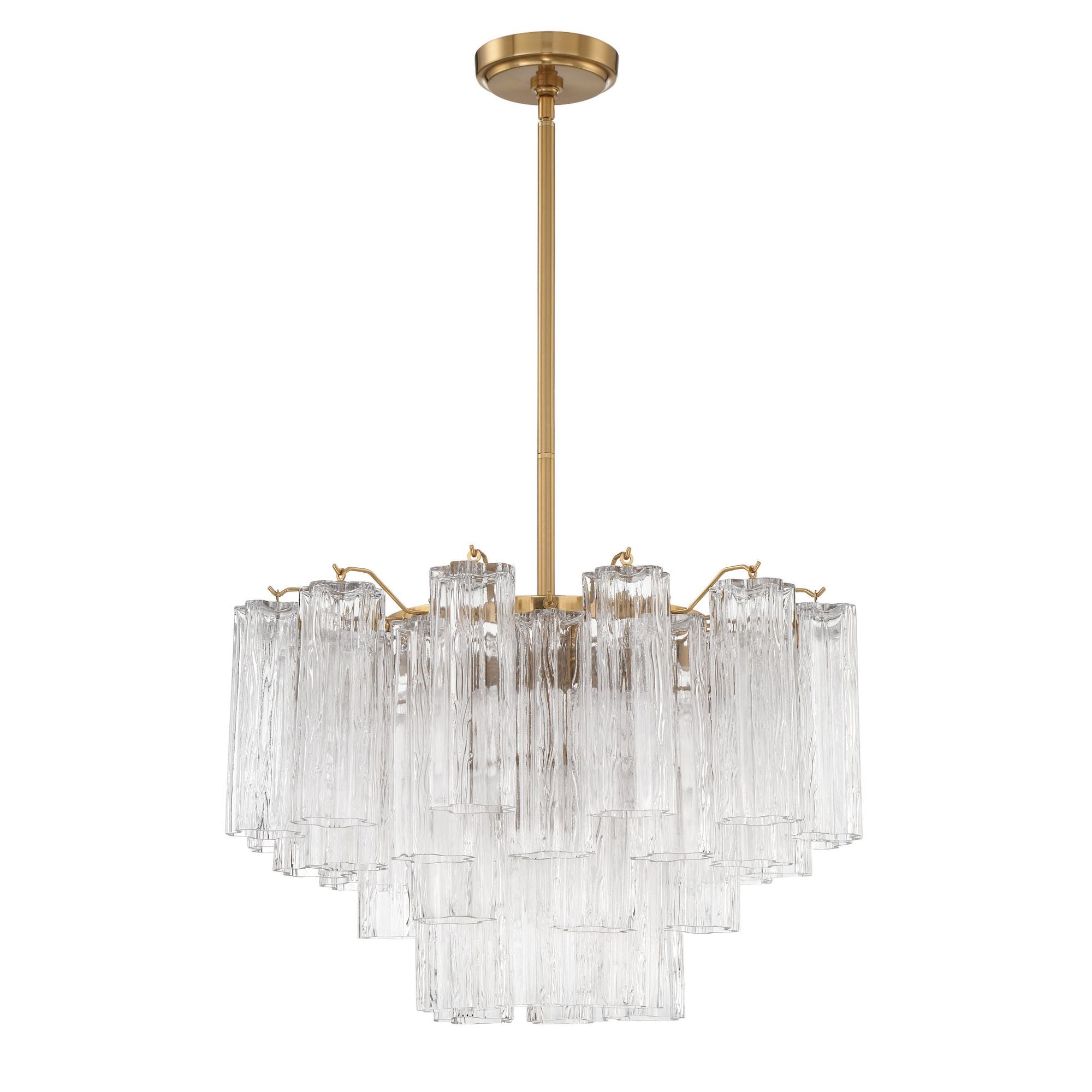 Addis 9 Light Aged Brass Chandelier Tronchi Glass Clear 22"W x 14.25"H x 22"D