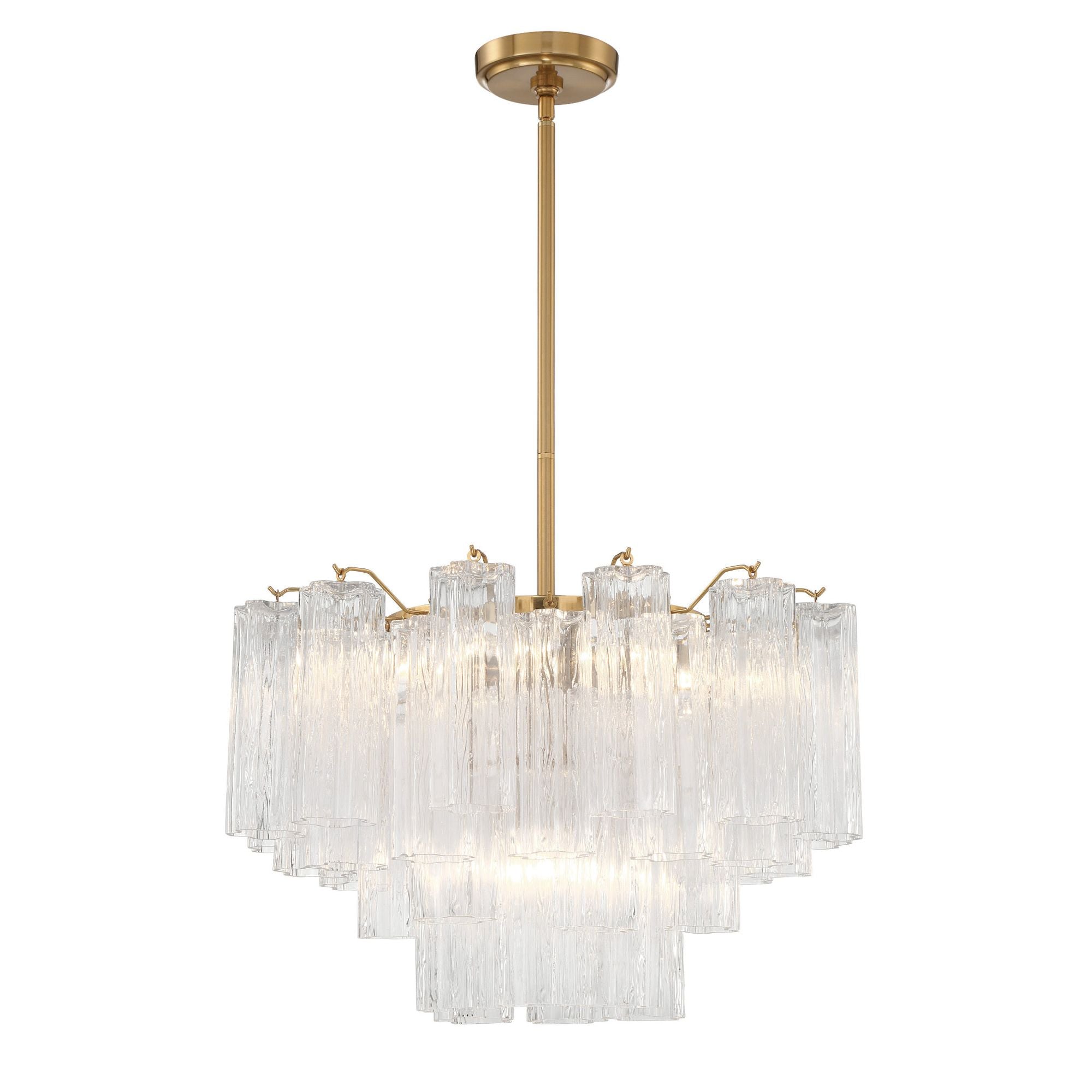 Addis 9 Light Aged Brass Chandelier Tronchi Glass Clear 22"W x 14.25"H x 22"D