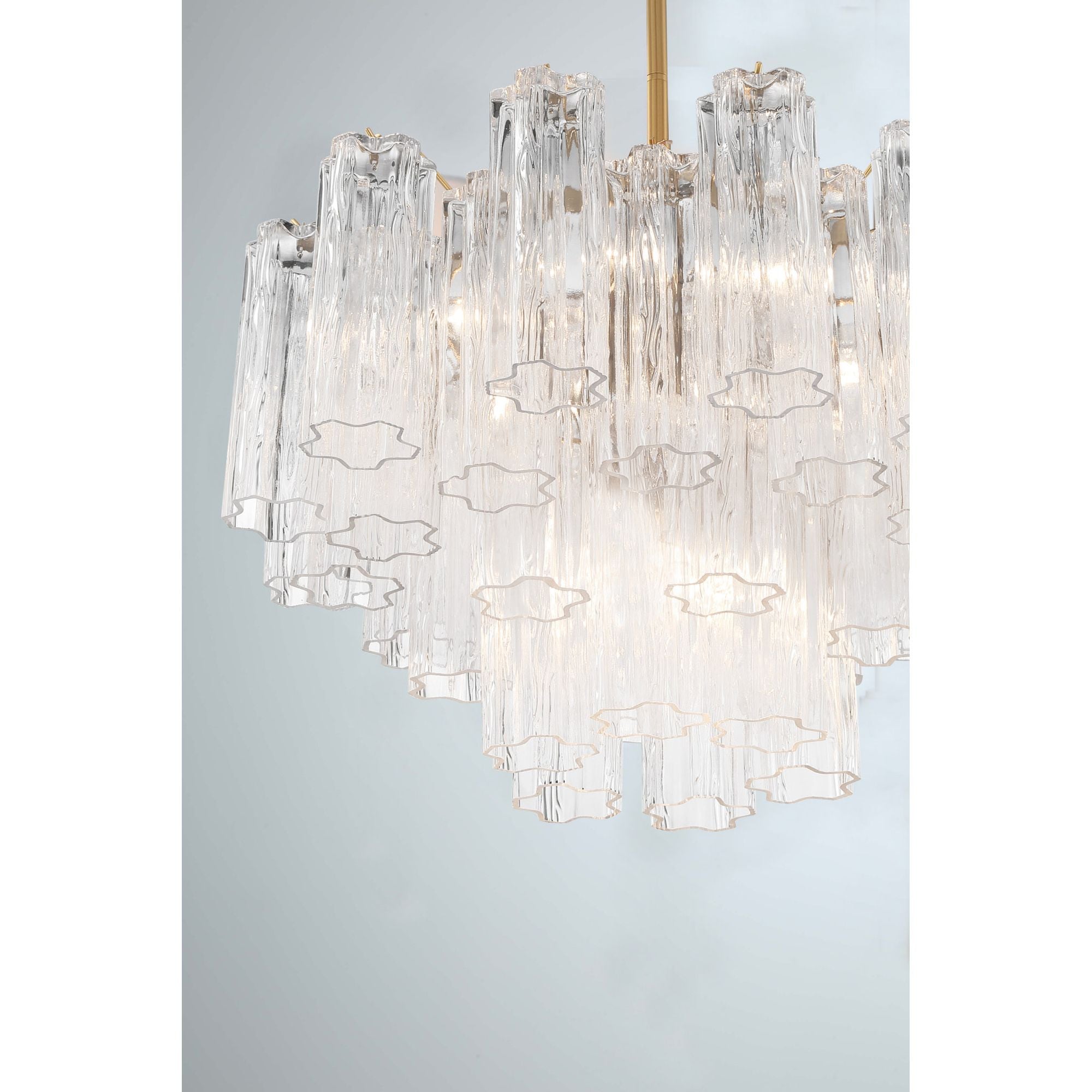 Addis 9 Light Aged Brass Chandelier Tronchi Glass Clear 22"W x 14.25"H x 22"D