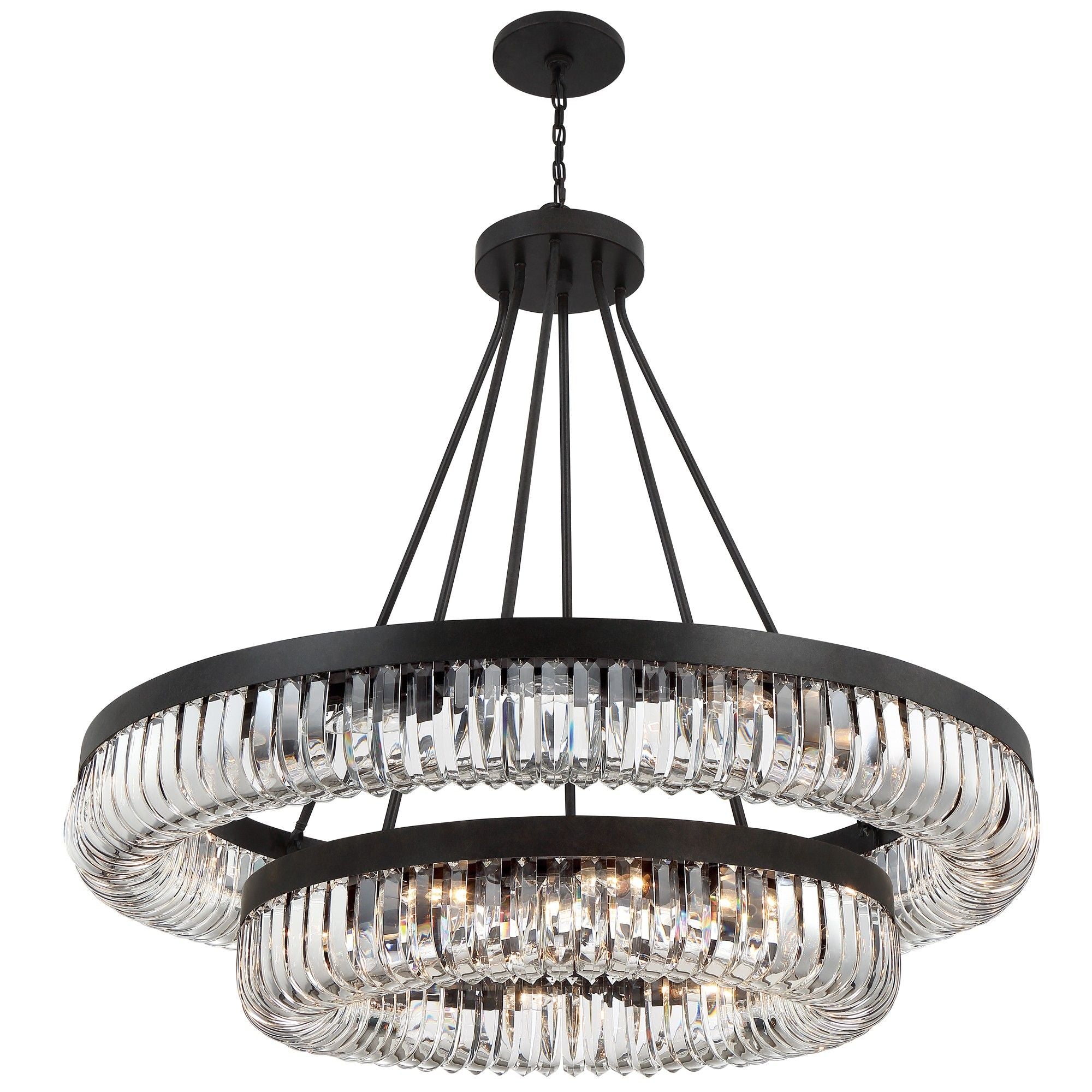 Alister 26 Light Charcoal Bronze Chandelier Hand Cut Crystal 42"W x 47"H x 42"D