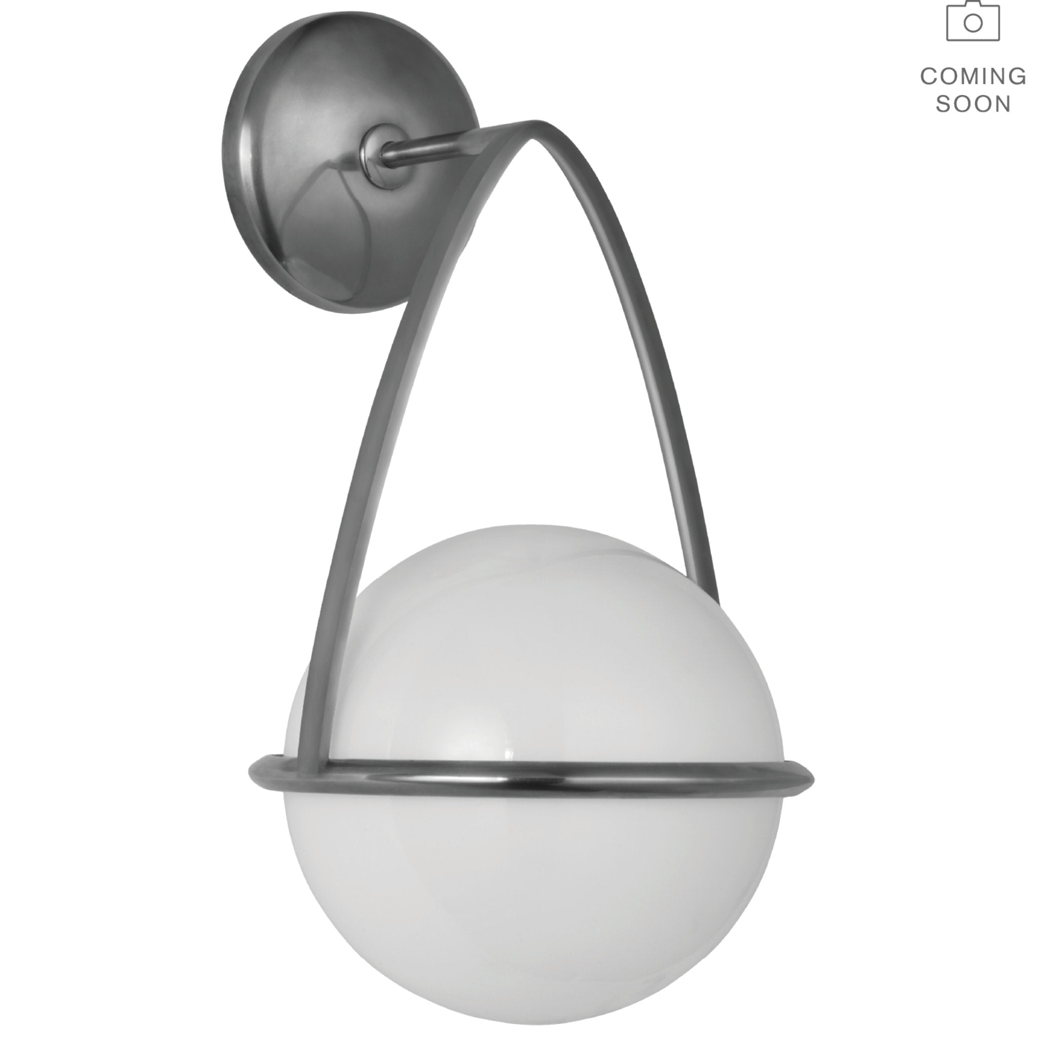 AERIN Lisette Bracketed Sconce in Polished Nickel with White Glass
