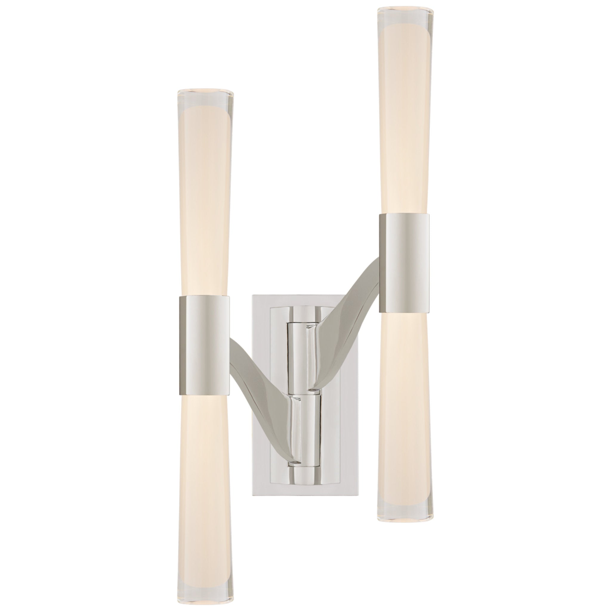 AERIN Brenta Large Double Articulating Sconce in Polished Nickel with White Glass