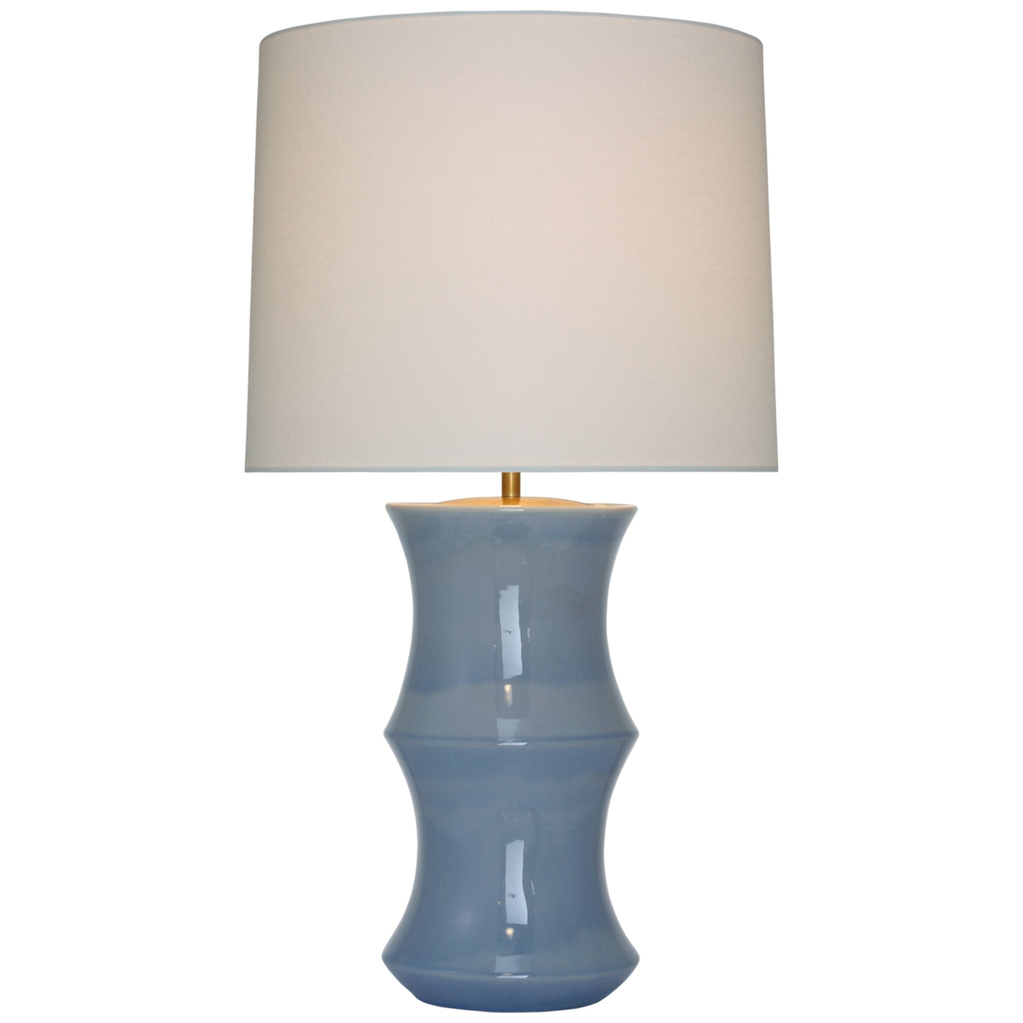 AERIN Marella Medium Table Lamp in Polar Blue Crackle with Linen Shade