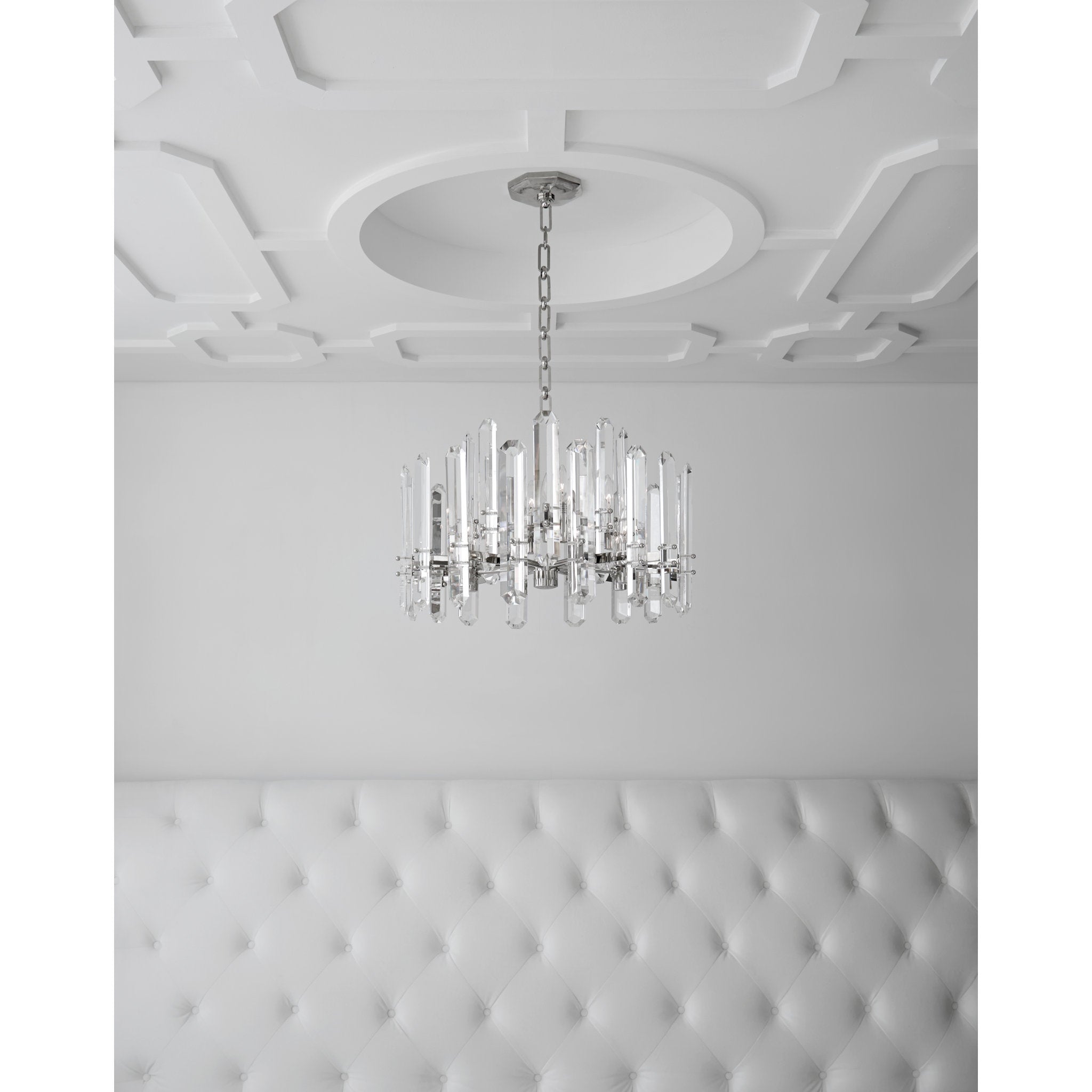 AERIN Bonnington Chandelier in Polished Nickel with Crystal