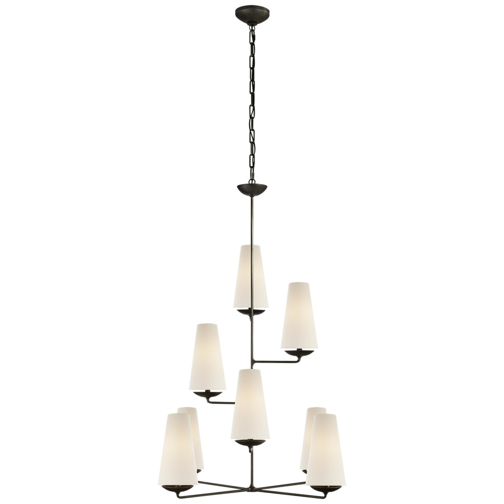 AERIN Fontaine Vertical Aged Foundry with Iron Shades Linen Lighting – in Chandelier