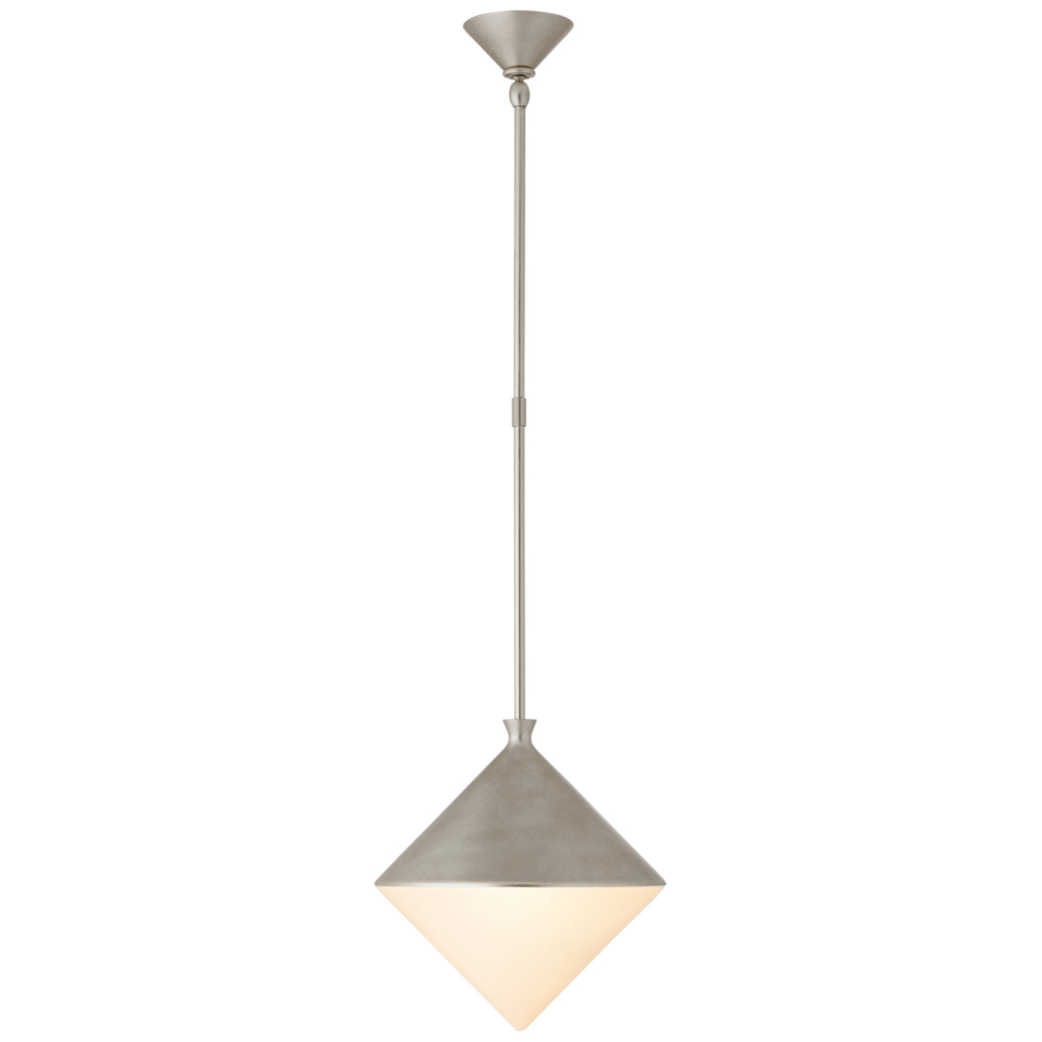 AERIN Sarnen Small Pendant in Burnished Silver Leaf with White Glass