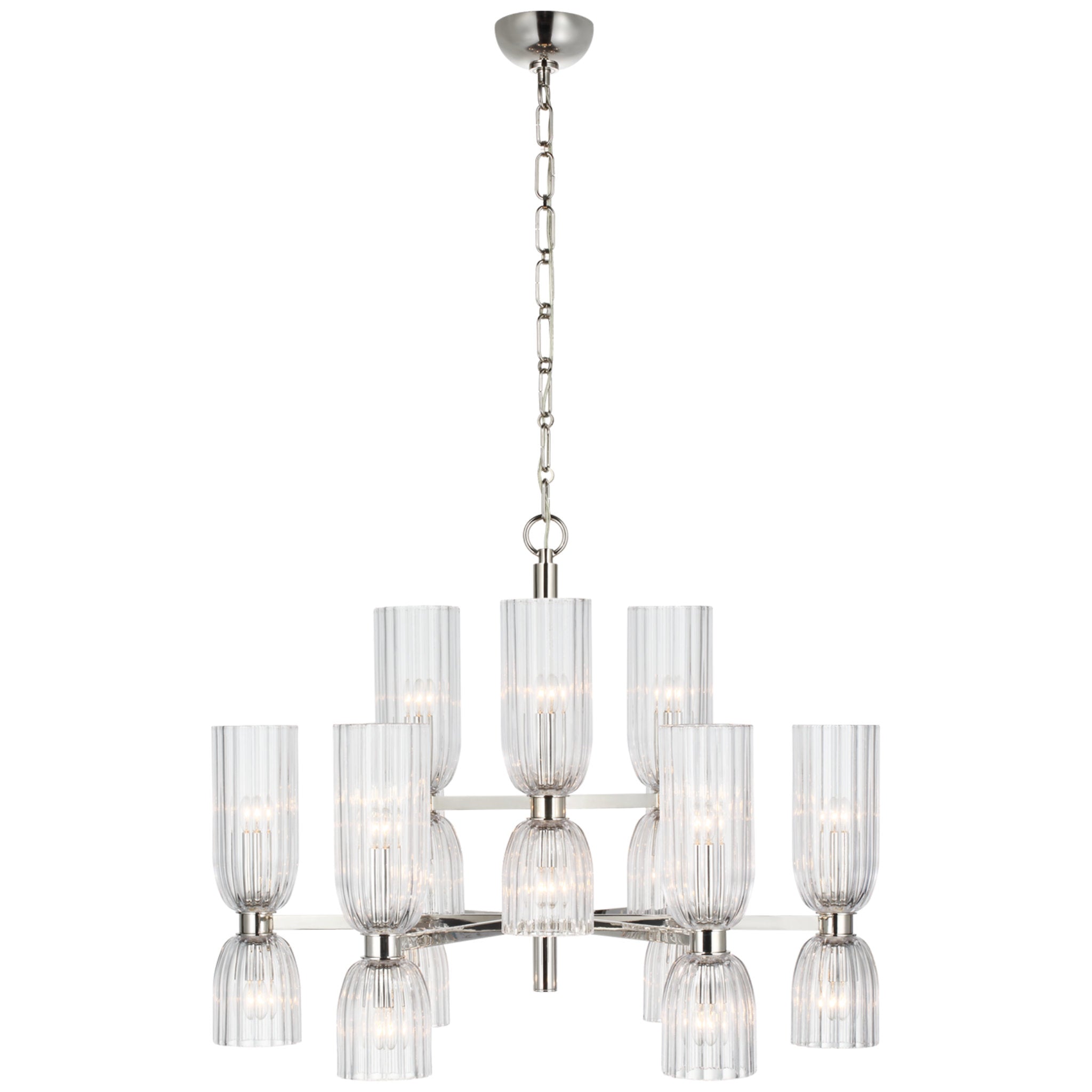 AERIN Asalea Medium Two-Tier Chandelier in Polished Nickel with Clear Glass