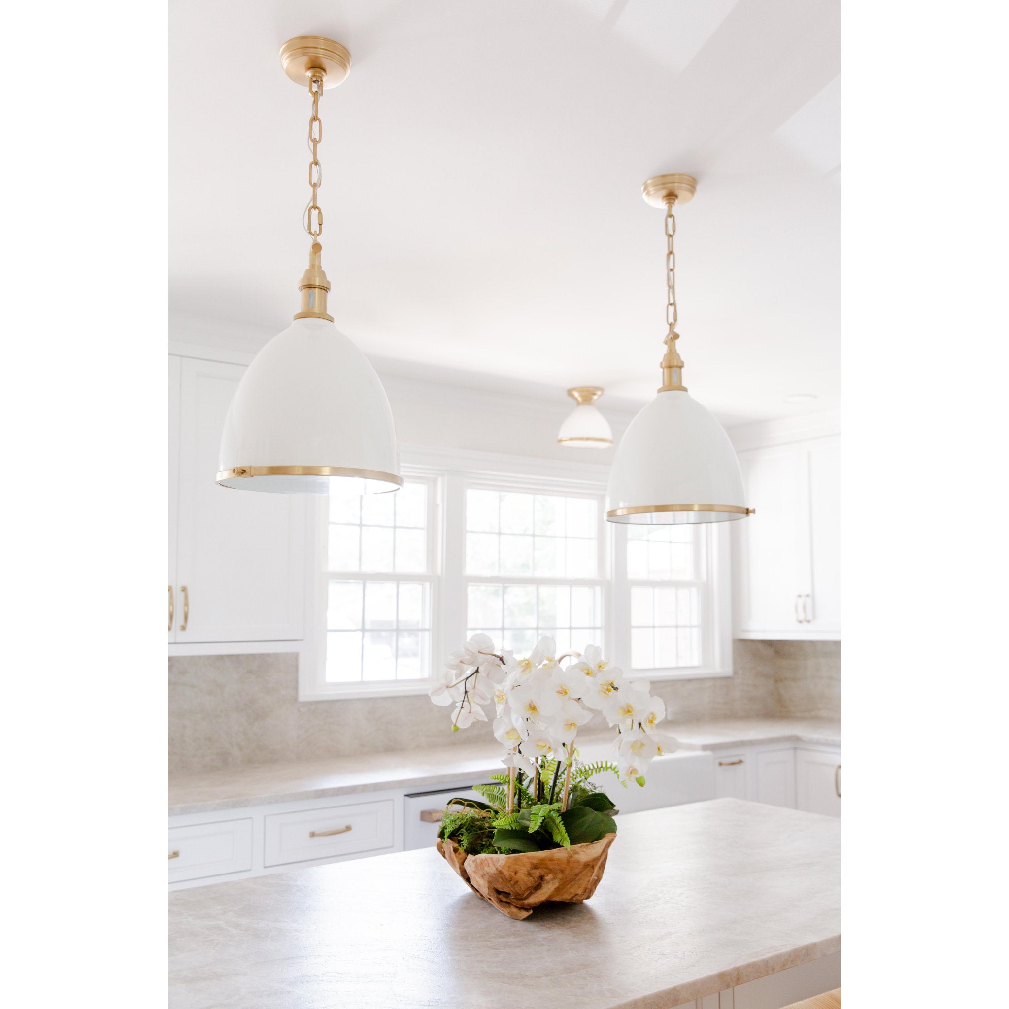 Pendant Light in White/Brass Brand New on sale