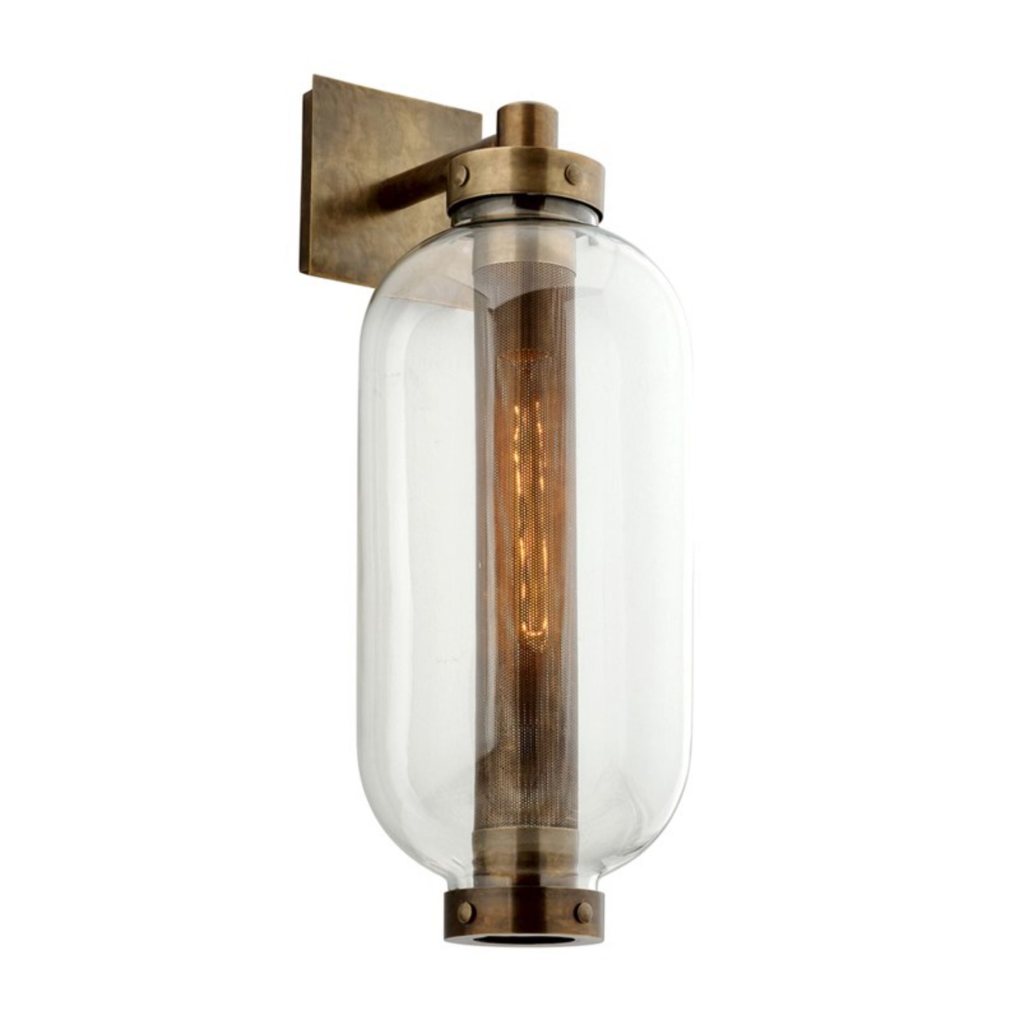 Atwater Wall Sconce 1-Light Outdoor LED in  Patina Brass 9.5L x 9.5W x 26H