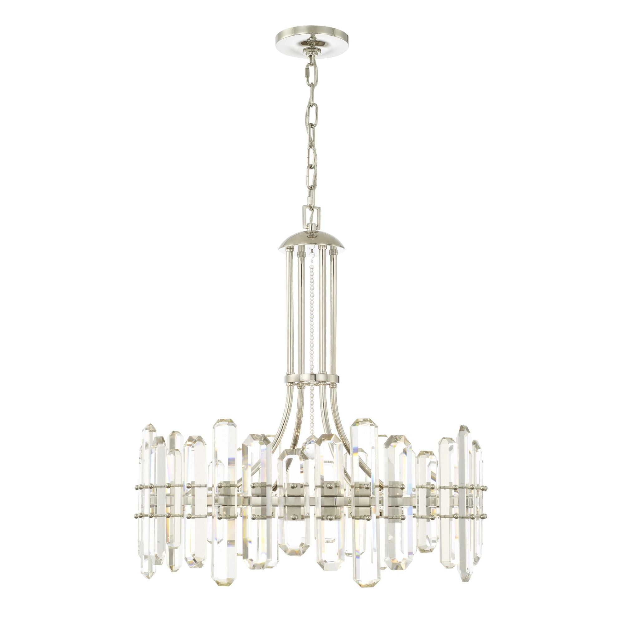 Bolton 8 Light Polished Nickel Chandelier Faceted Crystal Elements 24.75"W x 26"H x 24.75"D