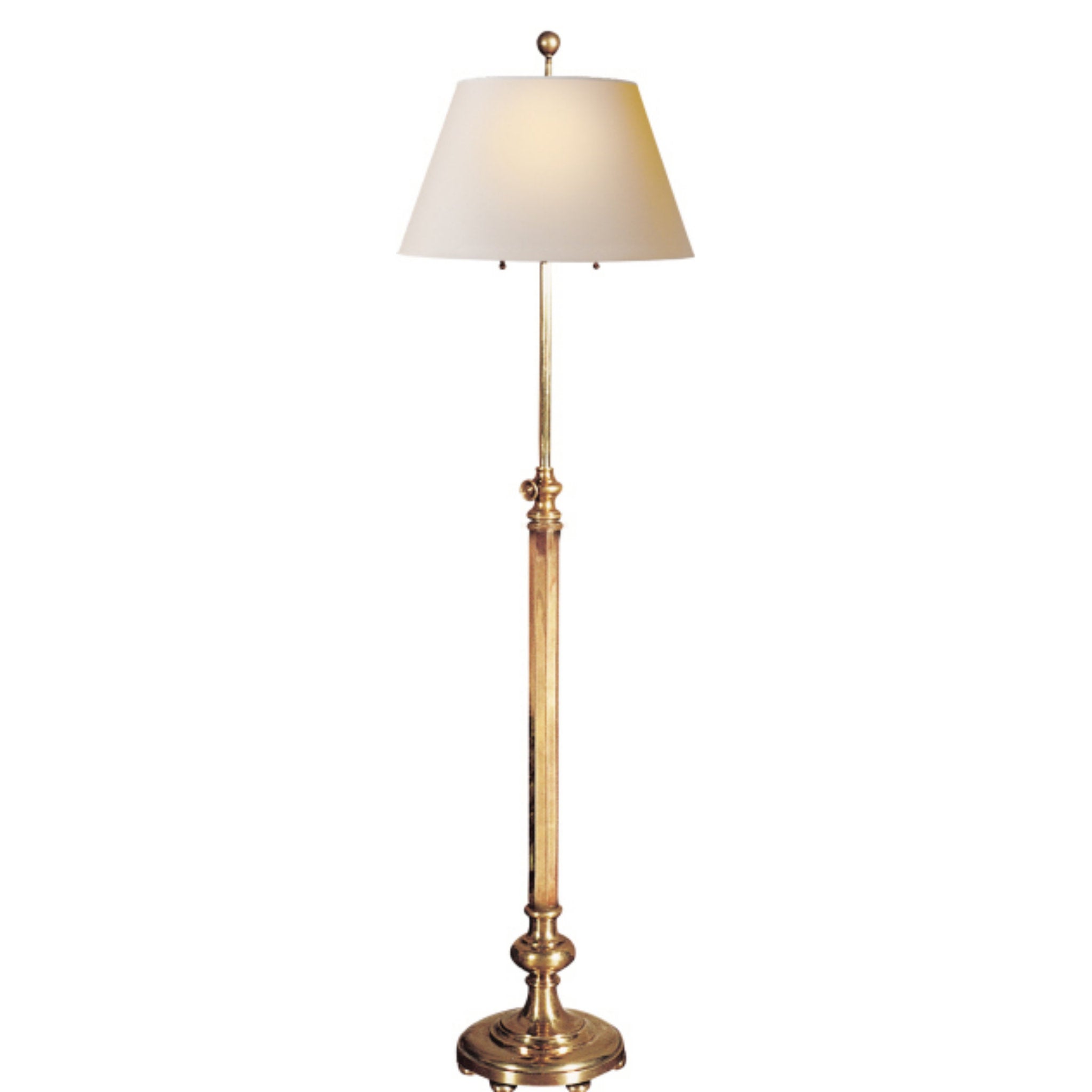 Chapman & Myers Overseas Adjustable Club Floor Lamp in Antique-Burnished  Brass with Natural Paper Shade