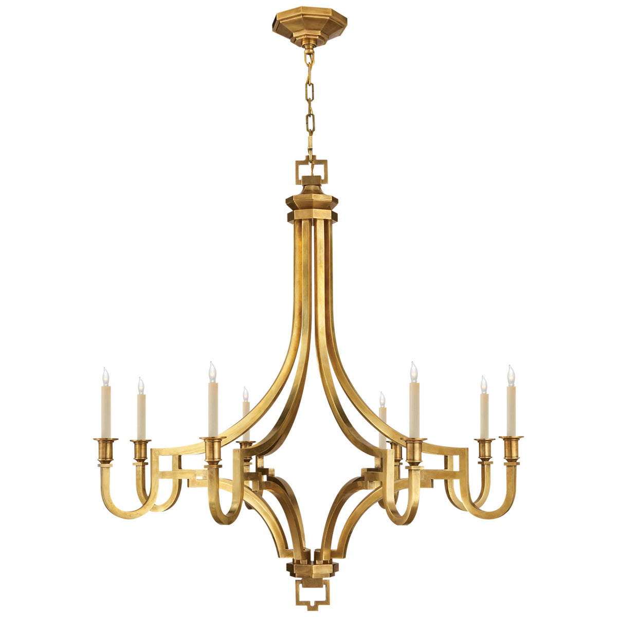 Visual Comfort SL 5820HAB-L Hand-Rubbed Antique Brass Square 6 Light 24  Wide Chandelier 