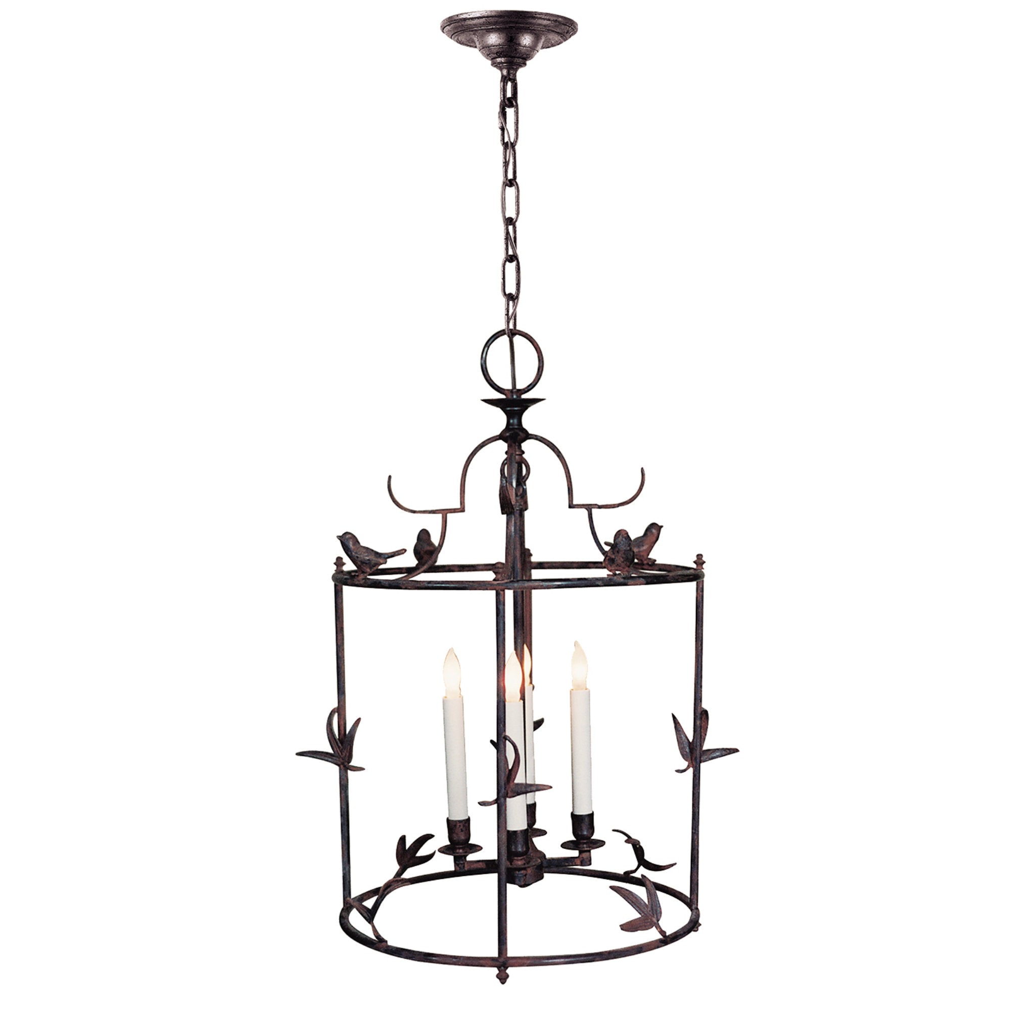 Chapman & Myers Diego Grande Classical Perching Bird Lantern in Rust with Verdis Accent