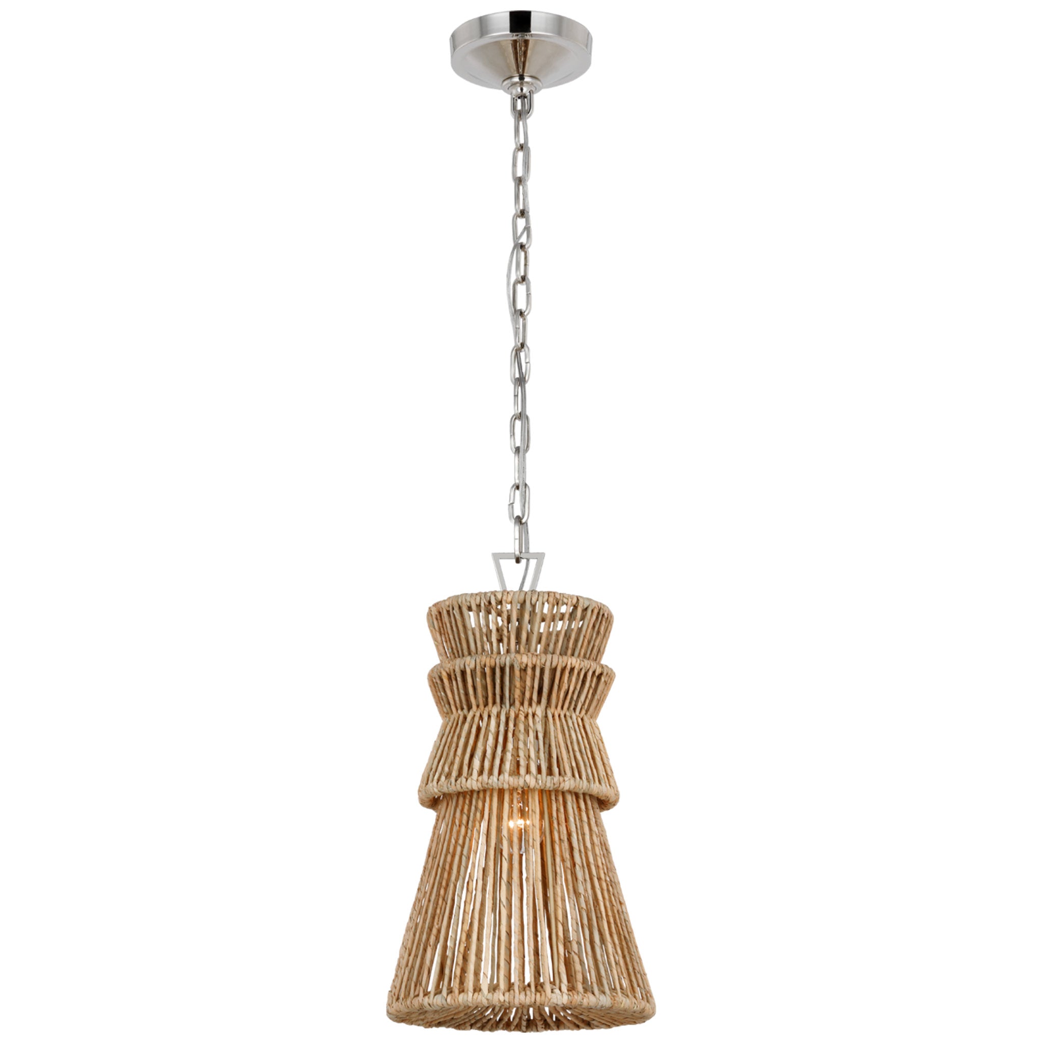 Chapman & Myers Antigua 10" Pendant in Polished Nickel and Natural Abaca