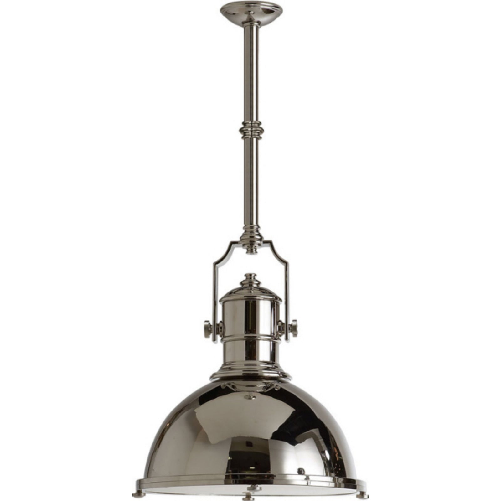 Chapman & Myers Country Industrial Large Pendant in Polished Nickel wi