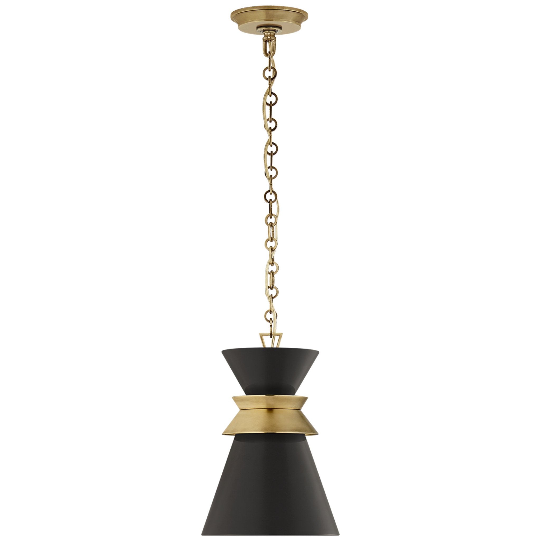 Chapman & Myers Alborg Small Stacked Pendant in Antique- Burnished Brass with Matte Black Shade