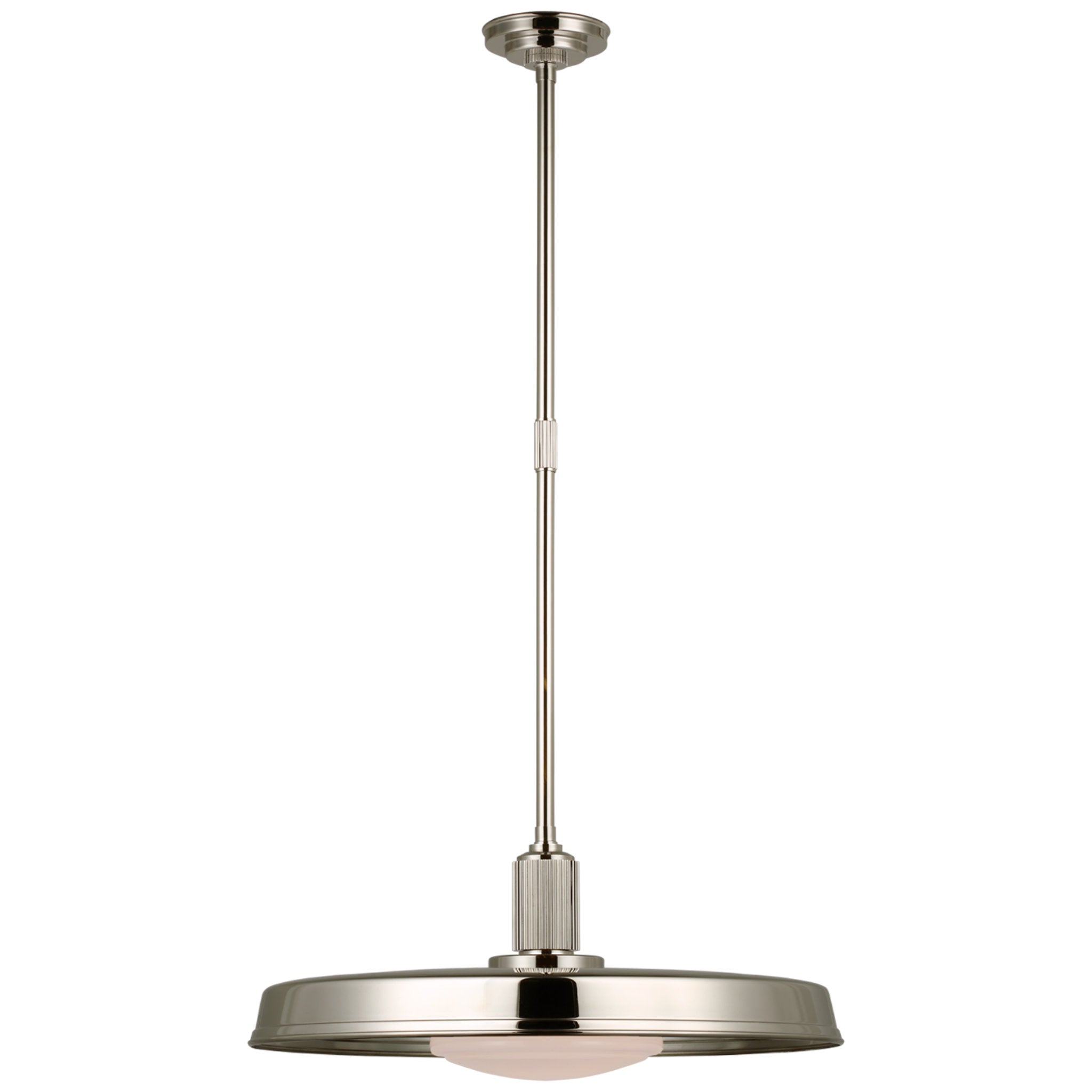 Chapman & Myers Ruhlmann 24" Factory Pendant in Polished Nickel with White Glass