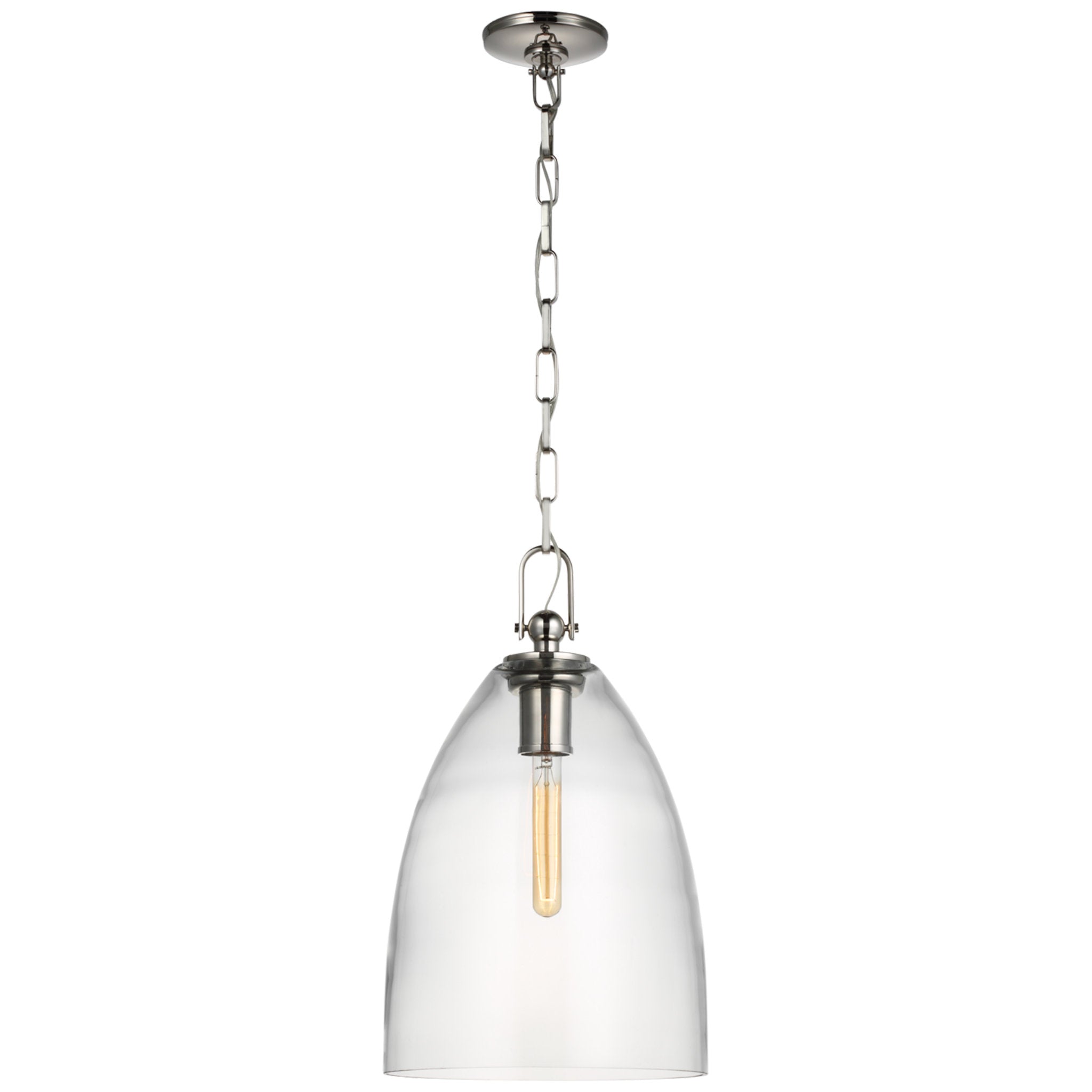 Chapman & Myers Andros Large Pendant in Polished Nickel with Clear Glass