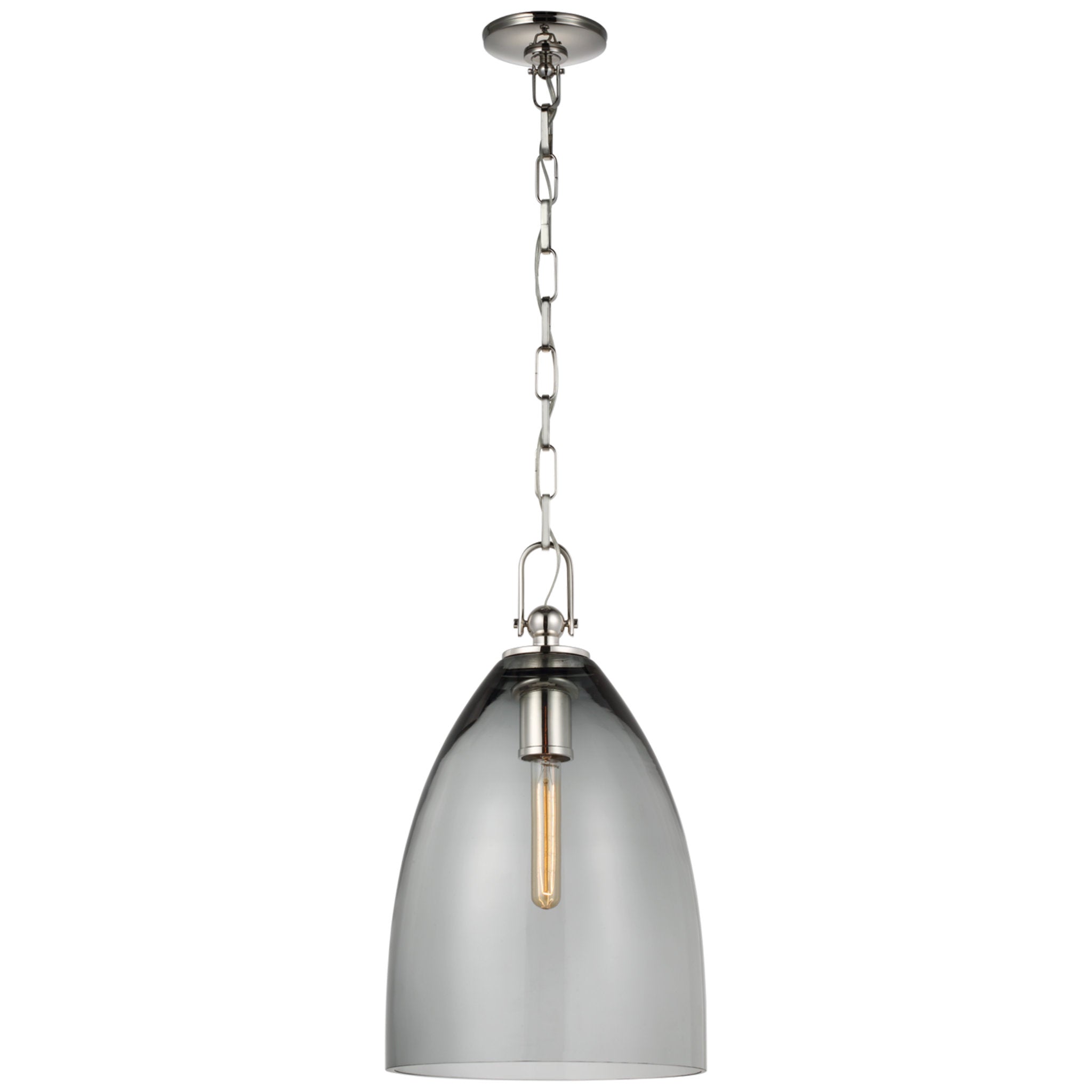 Chapman & Myers Andros Large Pendant in Polished Nickel with Smoked Glass