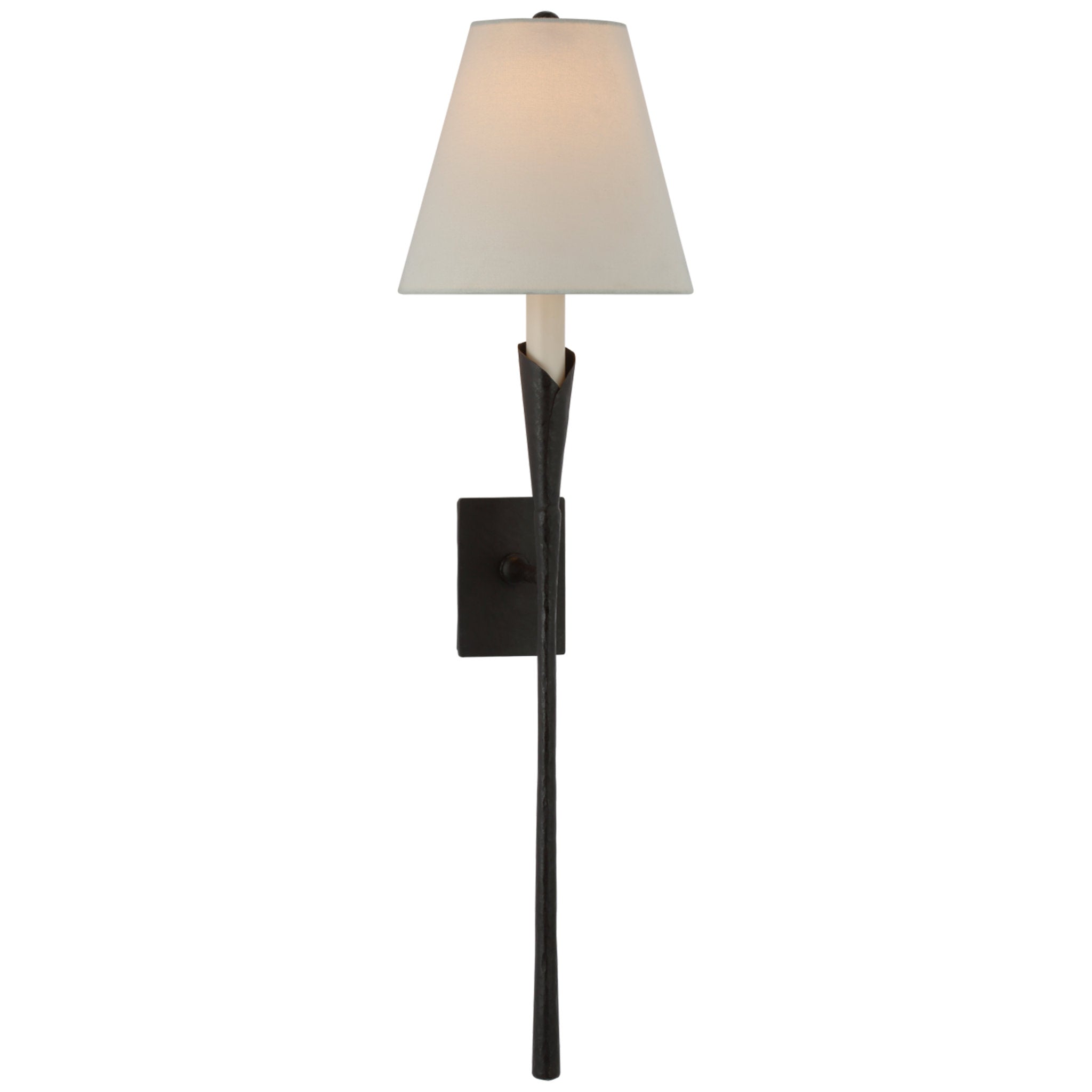 Chapman & Myers Aiden Large Tail Sconce in Aged Iron with Linen Shade