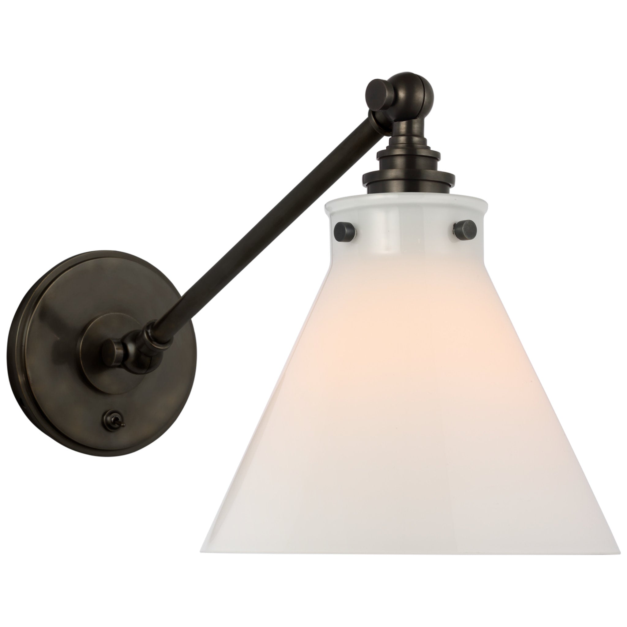 Chapman & Myers Parkington Single Library Wall Light in Bronze with White  Glass