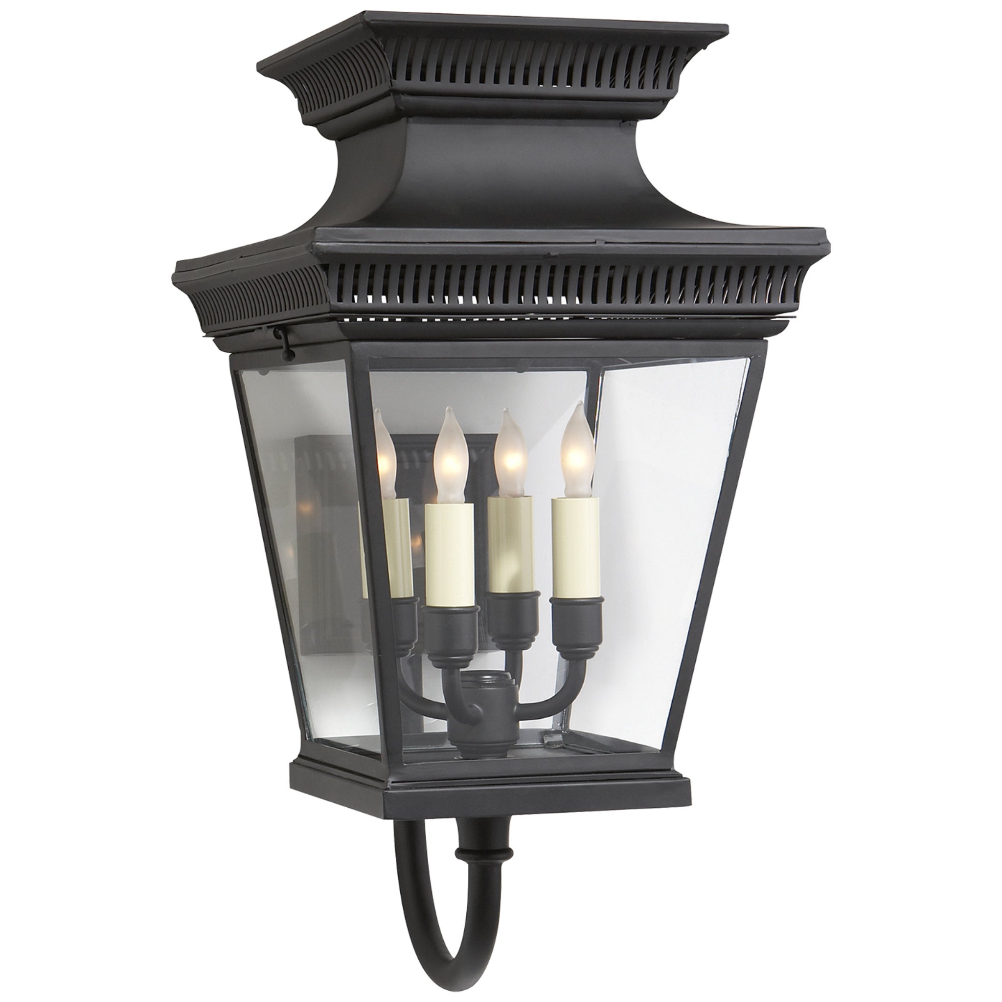 Chapman & Myers Elsinore Medium Bracket Lantern in Black with Clear Glass