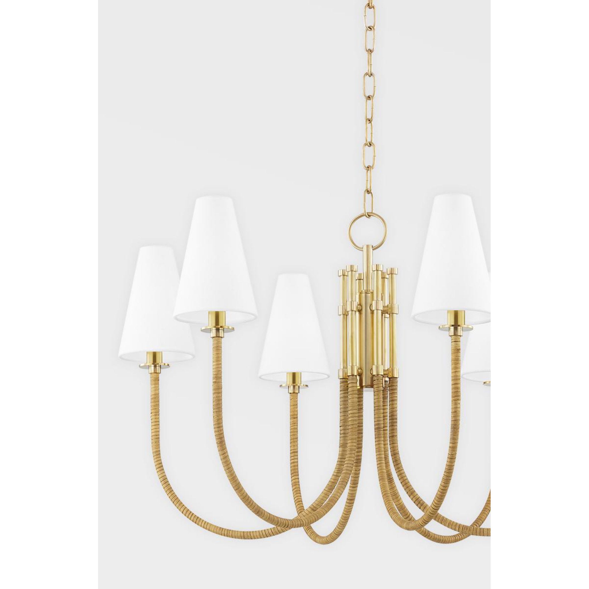 Visual Comfort Chandelier Hanging Light, New, Aged Brass, Six