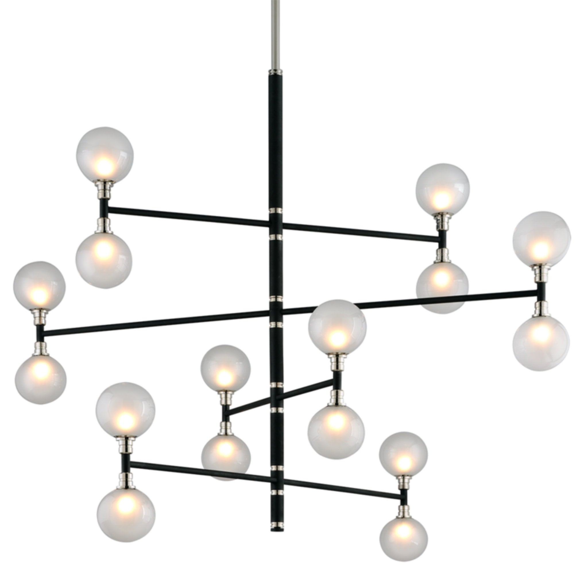 Andromeda Chandelier 16-Light LED in  Textured Black & Polish Nickel L56 x W56 x H44