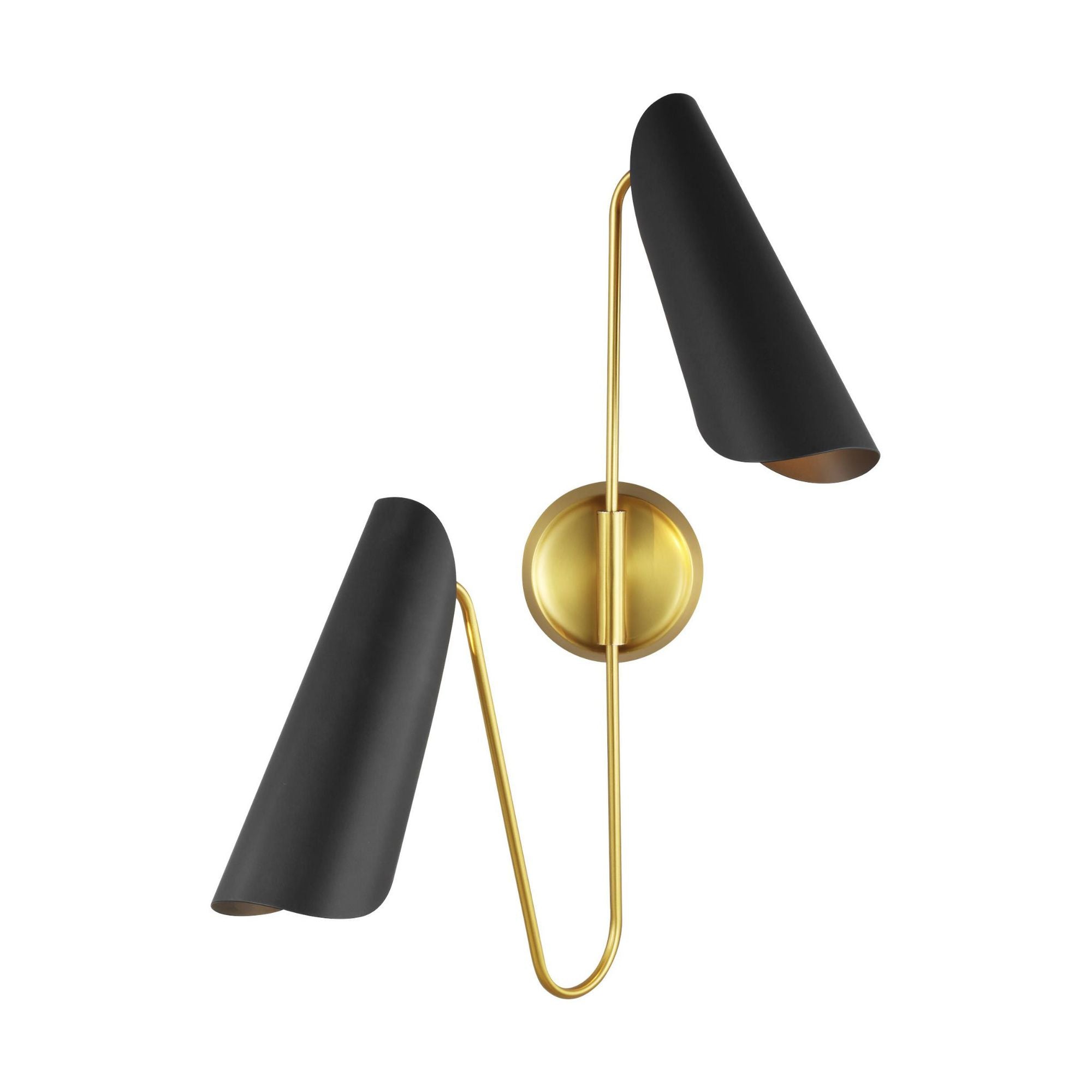 AERIN Tresa Two Light Sconce in Midnight Black and Burnished Brass