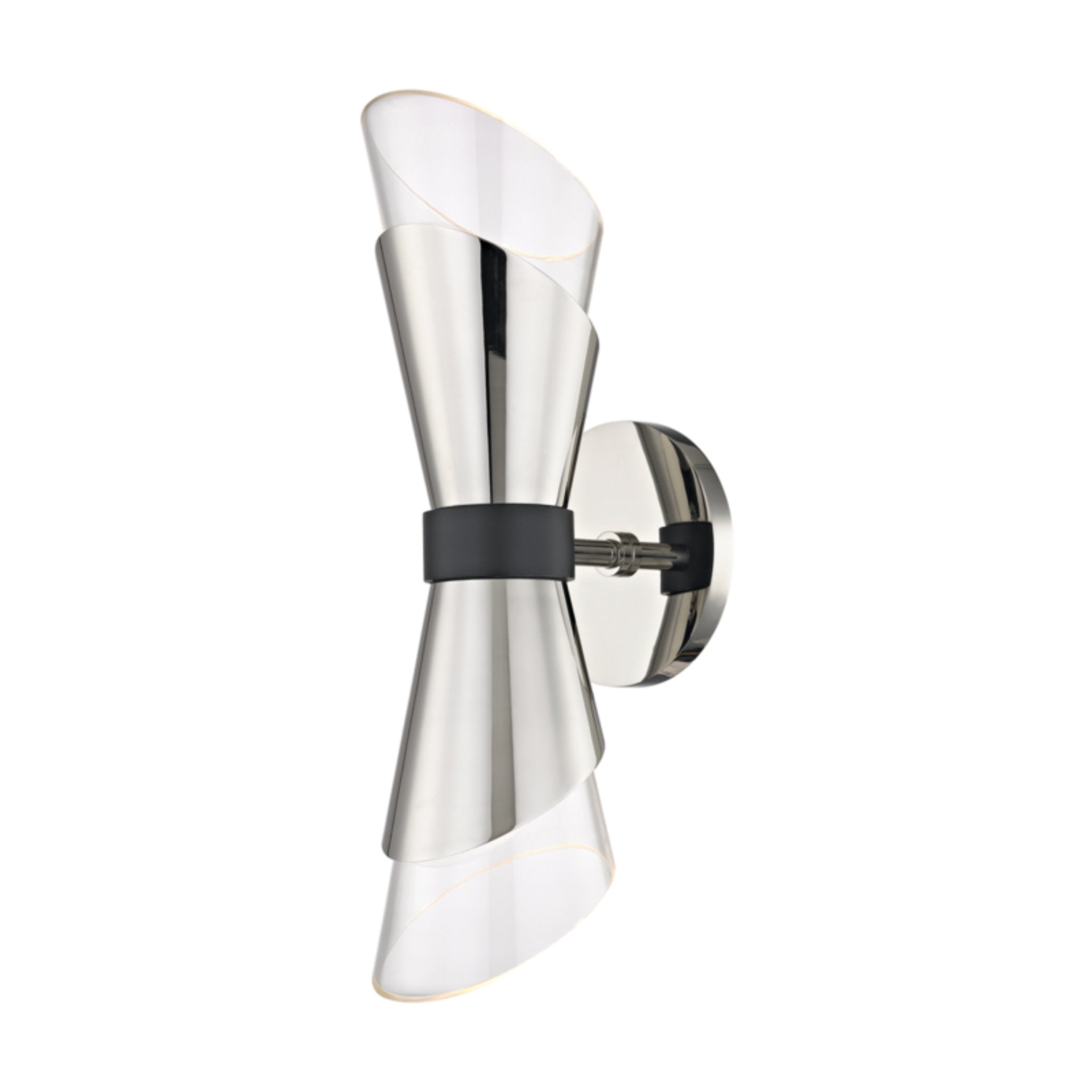 Angie 2-Light Wall Sconce in Polished Nickel/Black