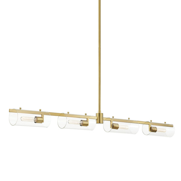Ariel 4 Light Linear in Aged Brass – Foundry Lighting
