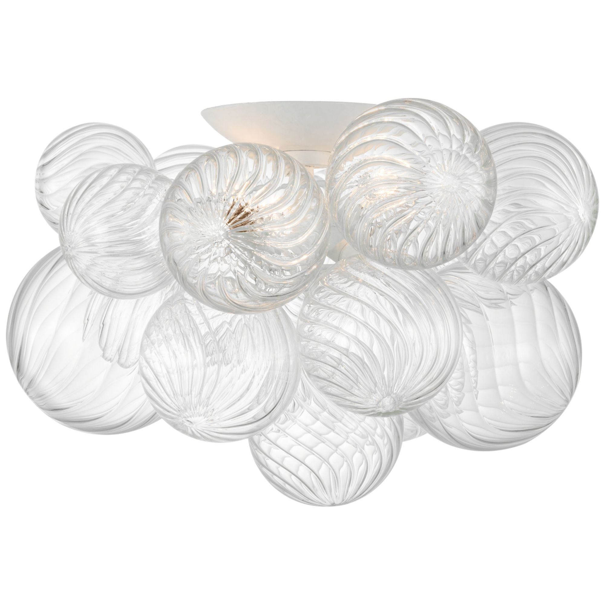 Julie Neill Talia 20 Flush Mount in Plaster White and Clear Swirled Glass