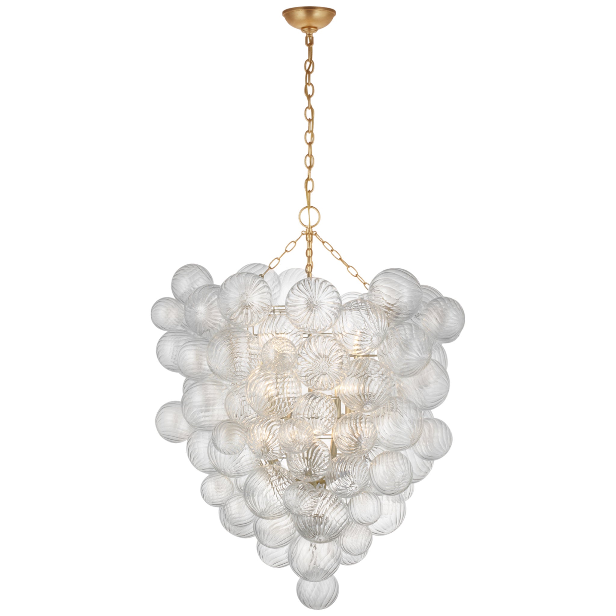 Julie Neill Talia Grande Entry Chandelier in Gild with Clear Swirled Glass