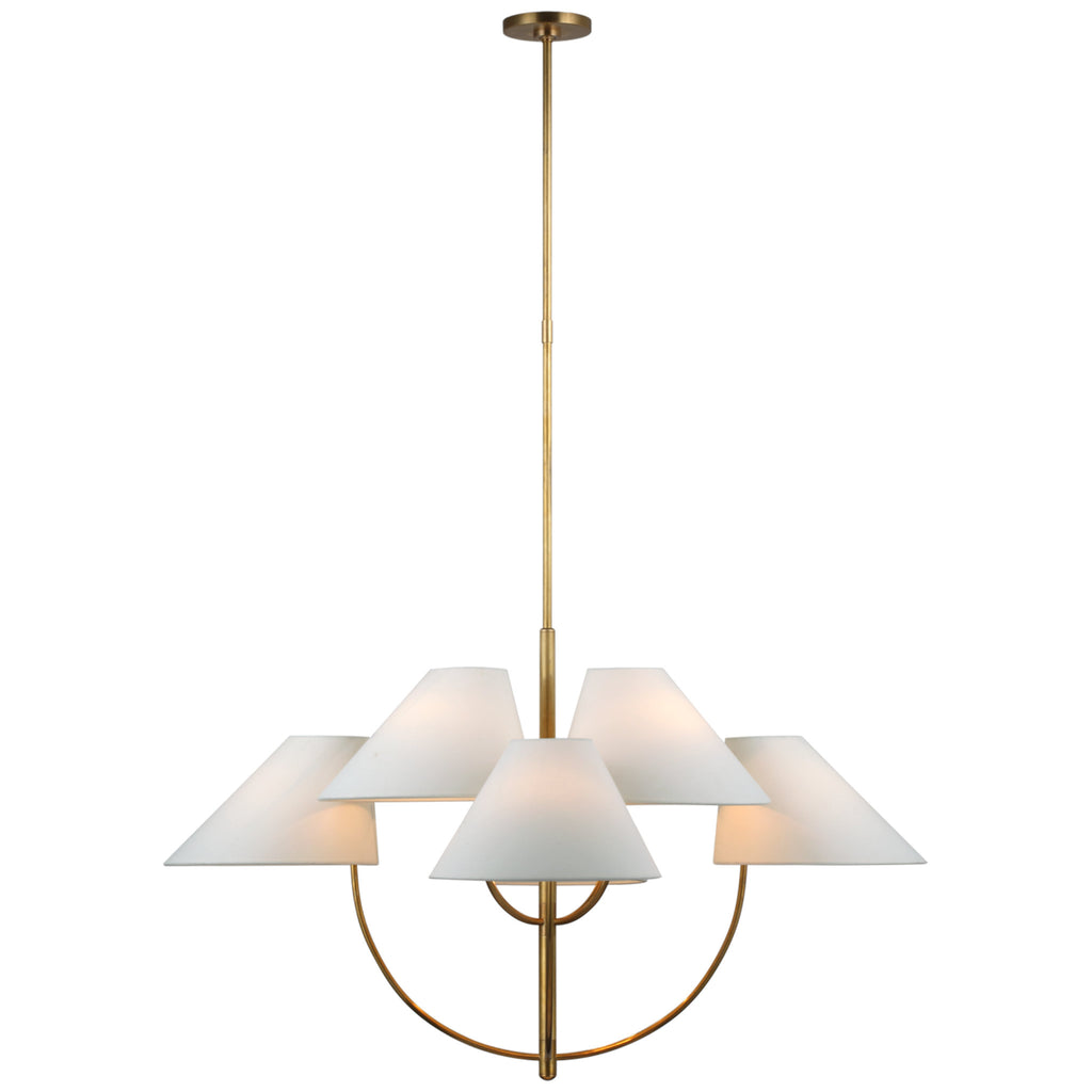 kate spade new york Kinsley Large Two-Tier Chandelier in Soft Brass with  Linen Shades