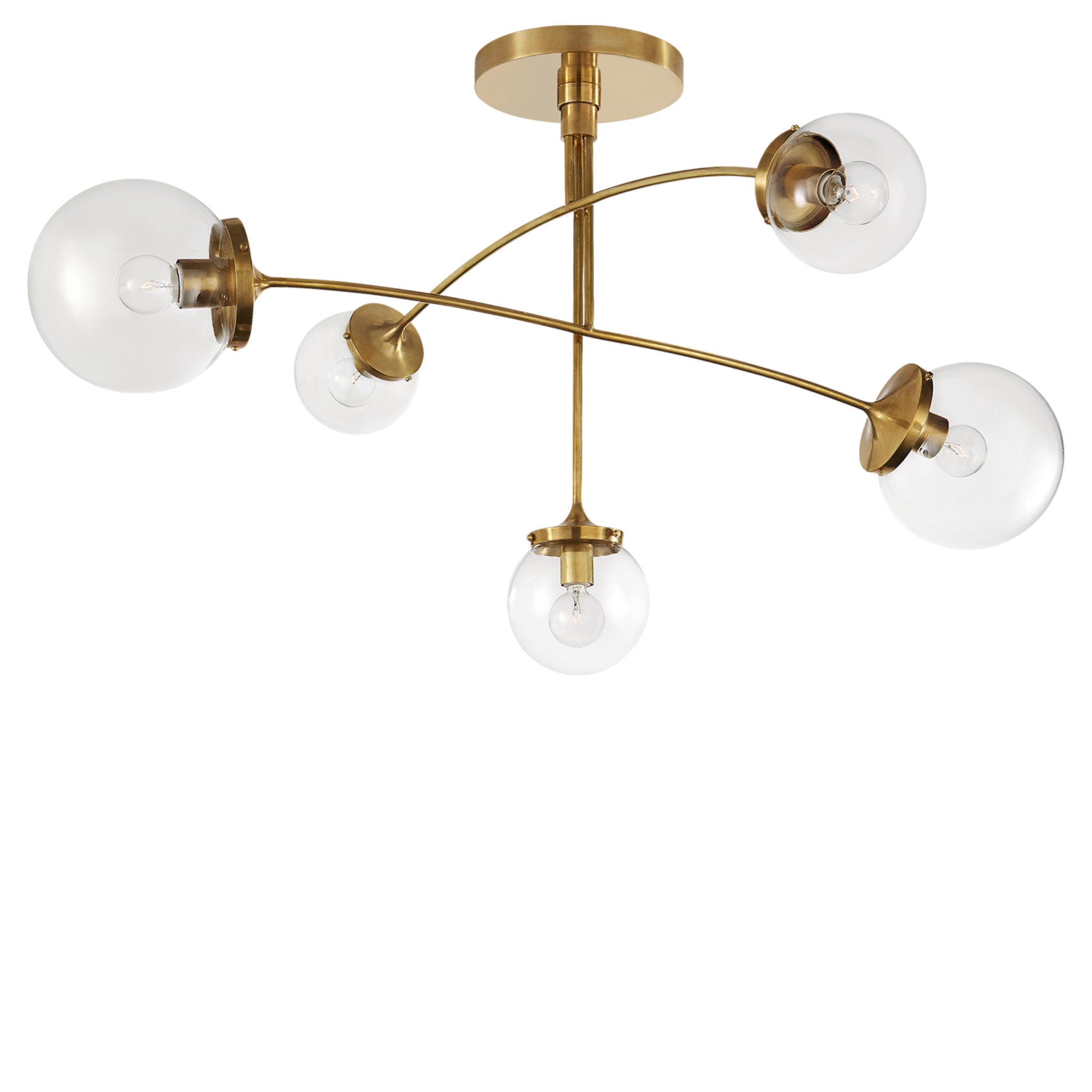 kate spade new york Prescott Medium Mobile Chandelier in Soft Brass with Clear Glass Ceiling Light W40"